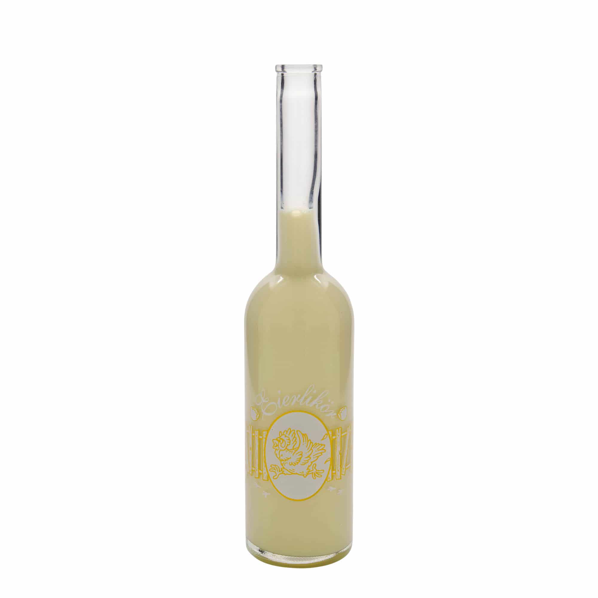 Botella de vidrio de 500 ml 'Opera', motivo: licor de huevo, boca: corcho