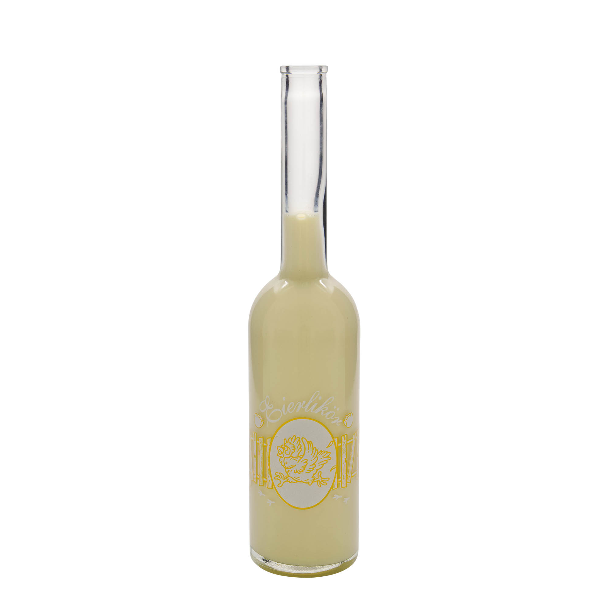 Botella de vidrio de 500 ml 'Opera', motivo: licor de huevo, boca: corcho Botella de vidrio de 500 ml 'Opera', motivo: licor de huevo, boca: corcho