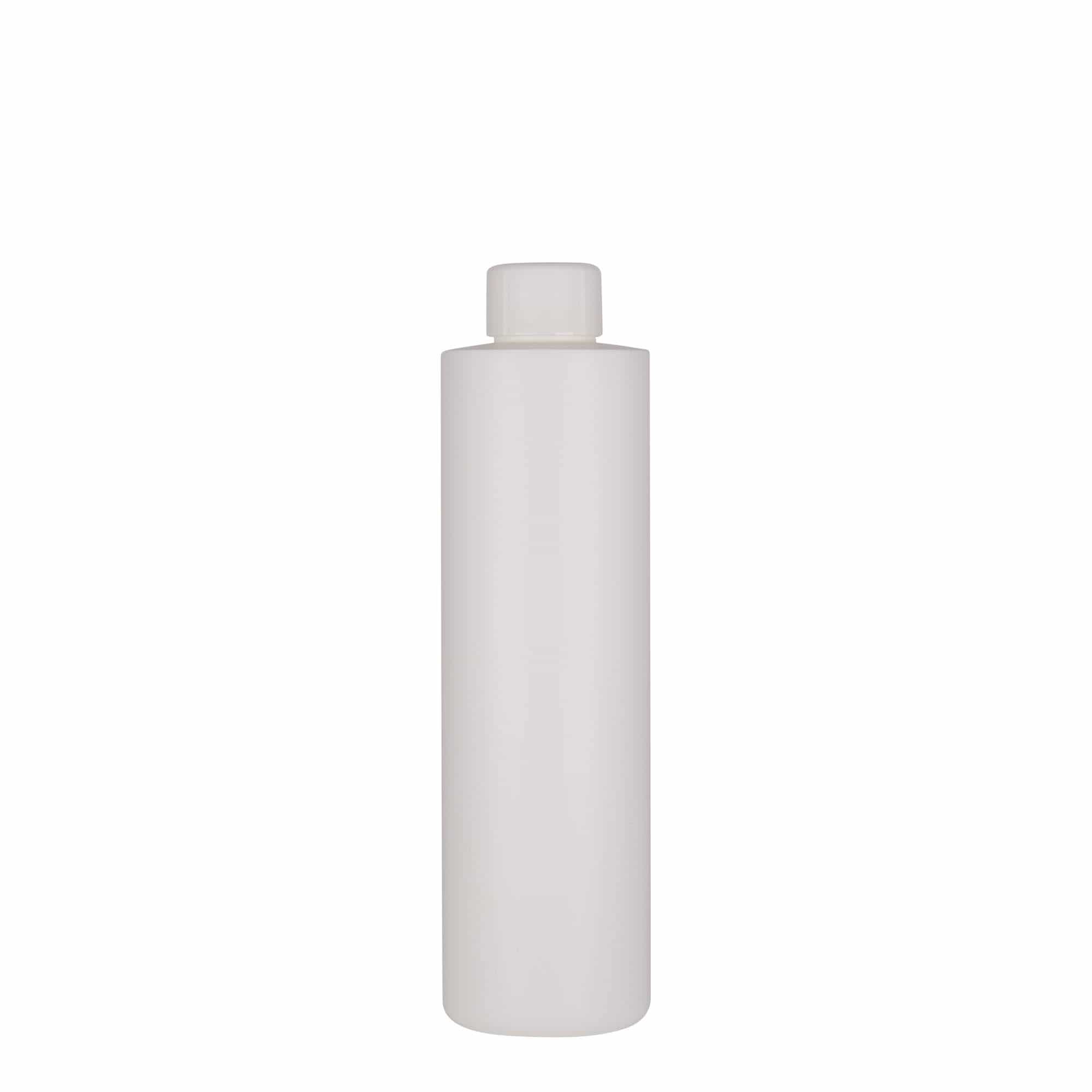 Botella de plástico 'Pipe' de 250 ml, HDPE, blanco, boca: GPI 24/410