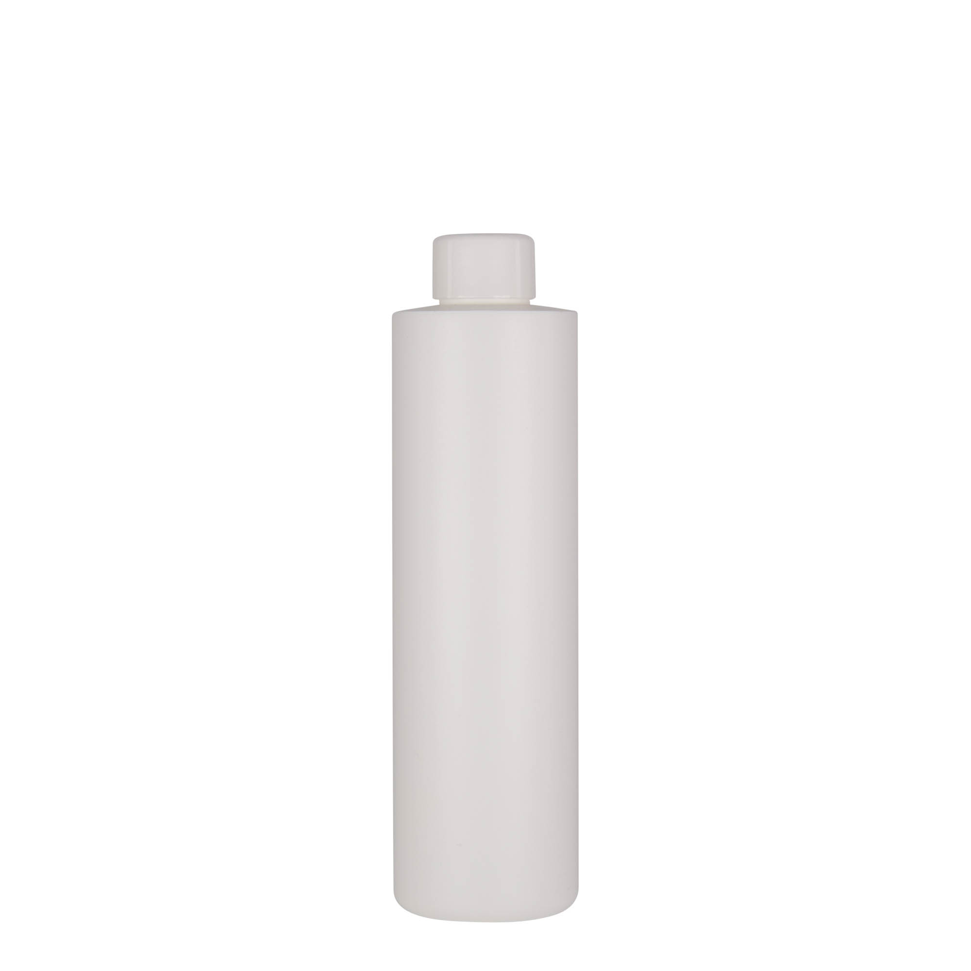 Botella de plástico de 250 ml 'Pipe', HDPE, blanca, boca: 24/410