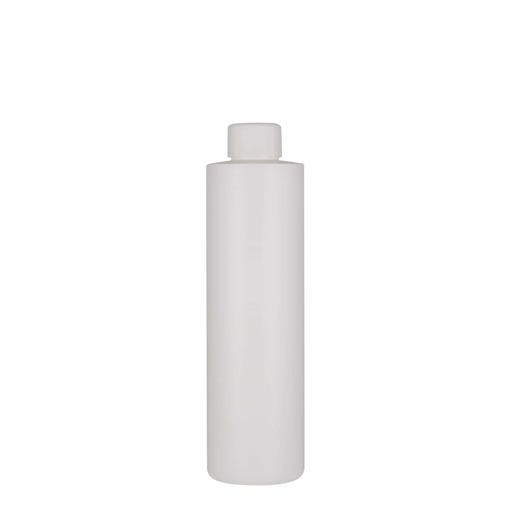 Botella de plástico de 250 ml 'Pipe', HDPE, blanca, boca: 24/410