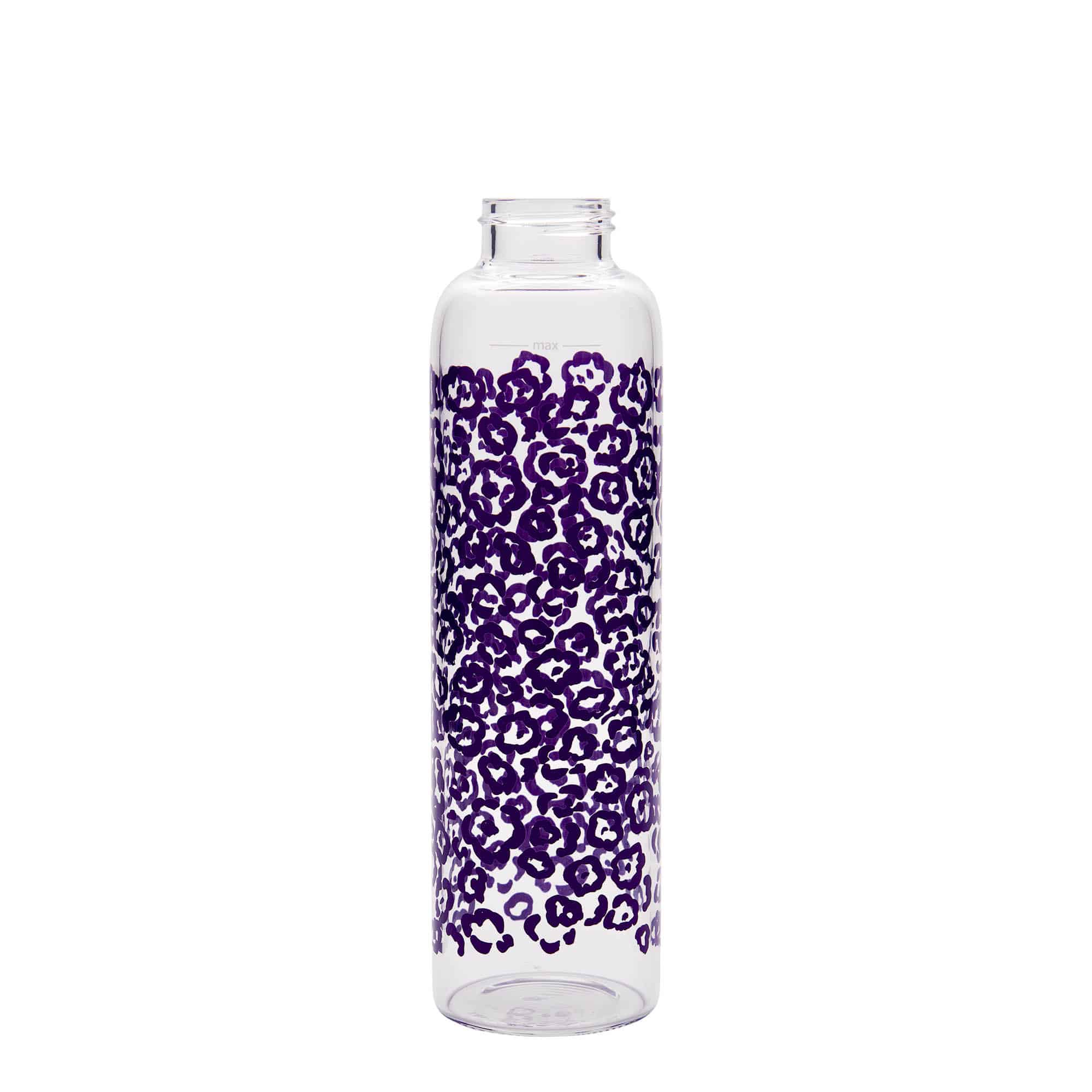 Botella de agua 'Perseus' de 500 ml, motivo: flores lila, boca: tapón de rosca