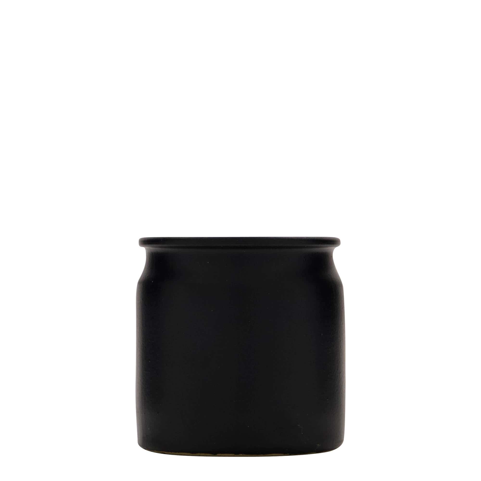 Olla de gres de 160 ml, cerámica, negro, boca: corcho Olla de gres de 160 ml, cerámica, negro, boca: corcho