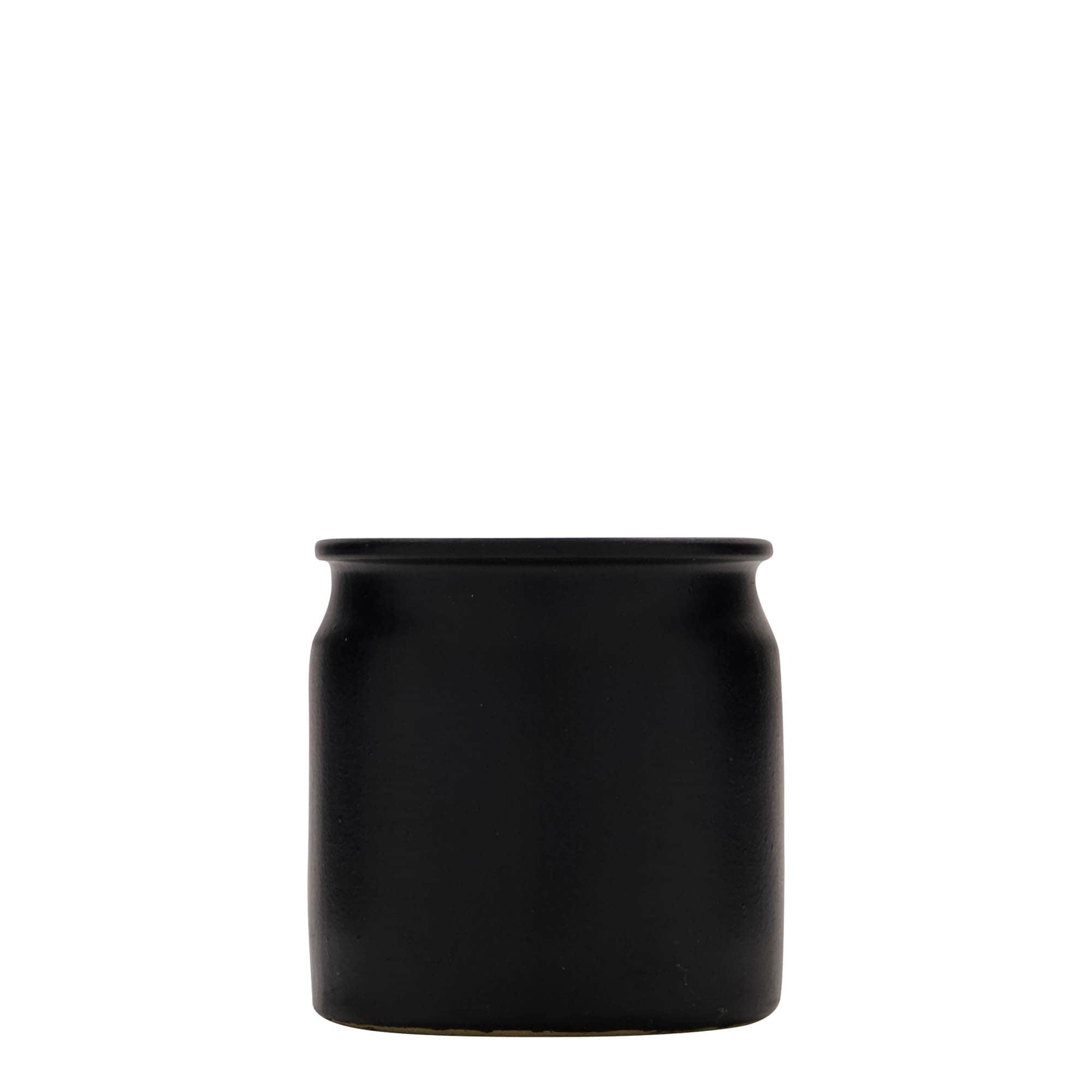 160 ml de maceta de gres, cerámica, negra, boca: corcho