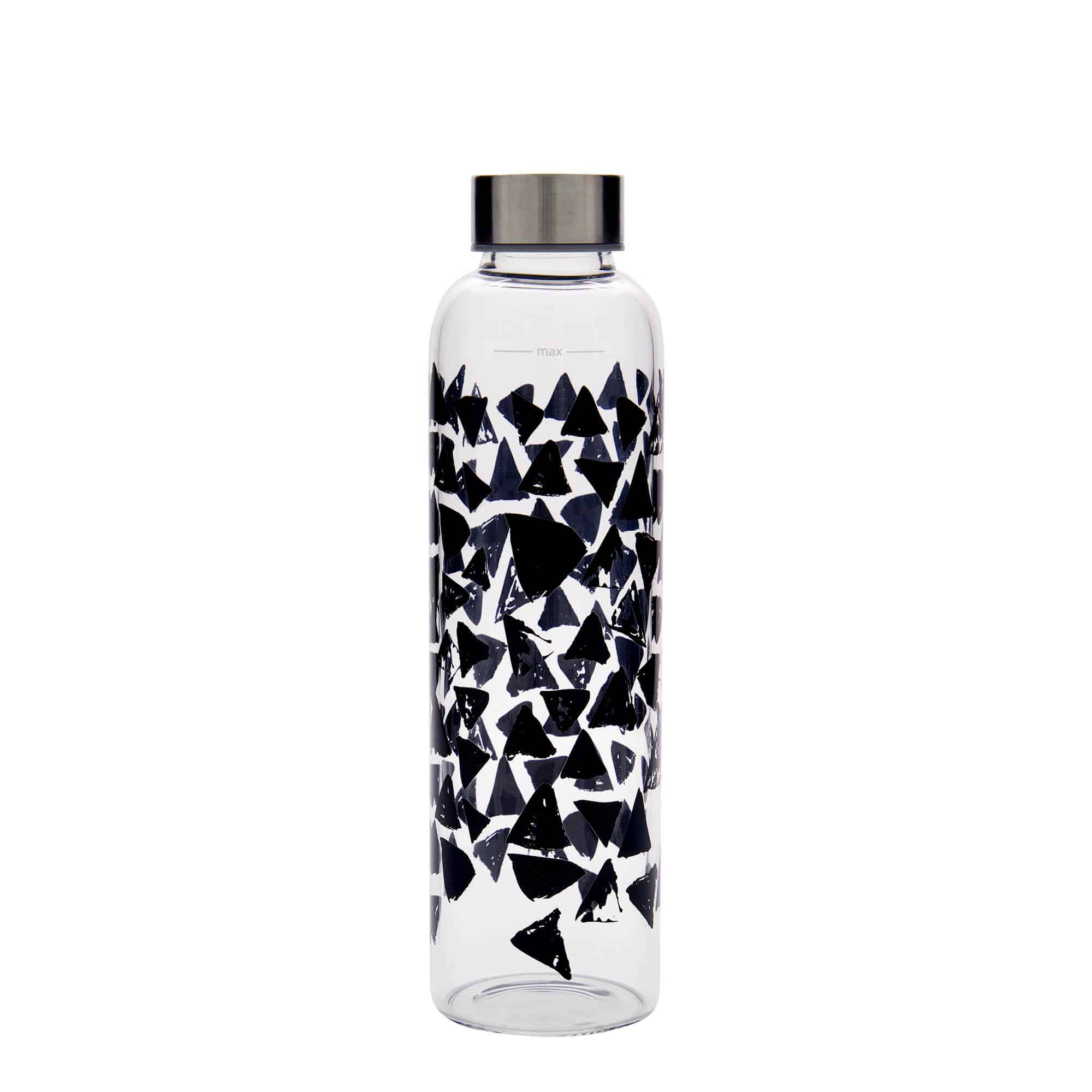 Botella de agua 'Perseus' de 500 ml, motivo: triángulos negros, boca: tapón de rosca