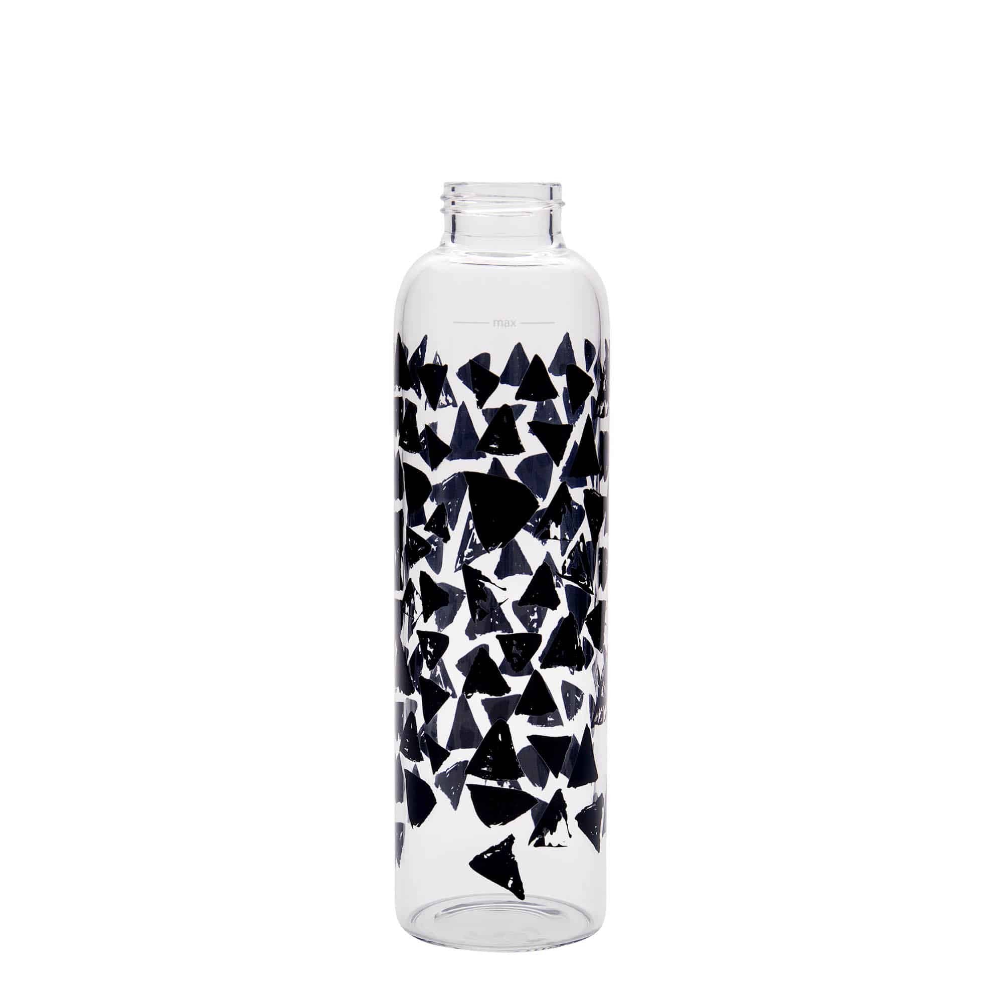 Botella de agua 'Perseus' de 500 ml, motivo: triángulos negros, boca: tapón de rosca