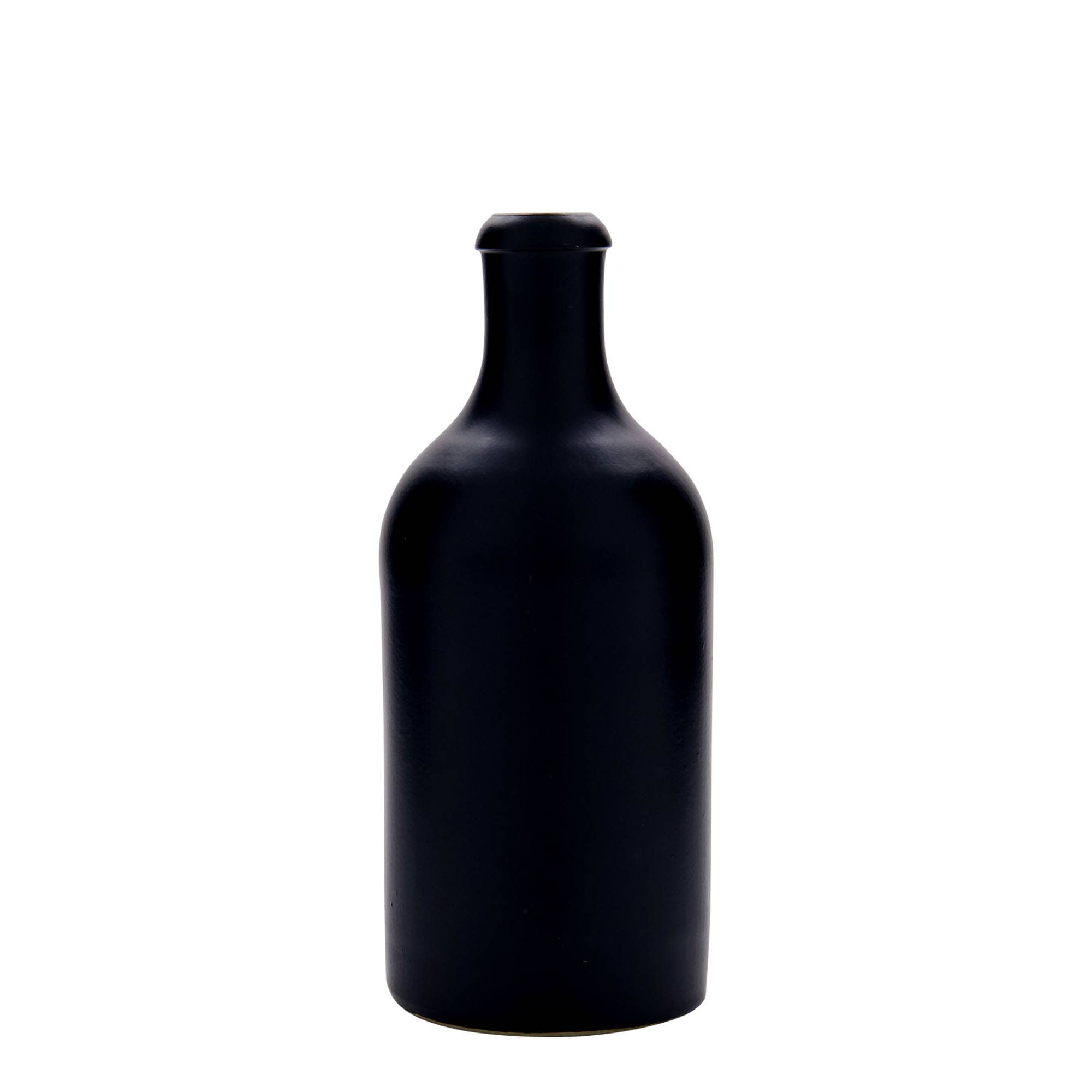 Jarra de barro de 500 ml, gres, negro, boca: corcho