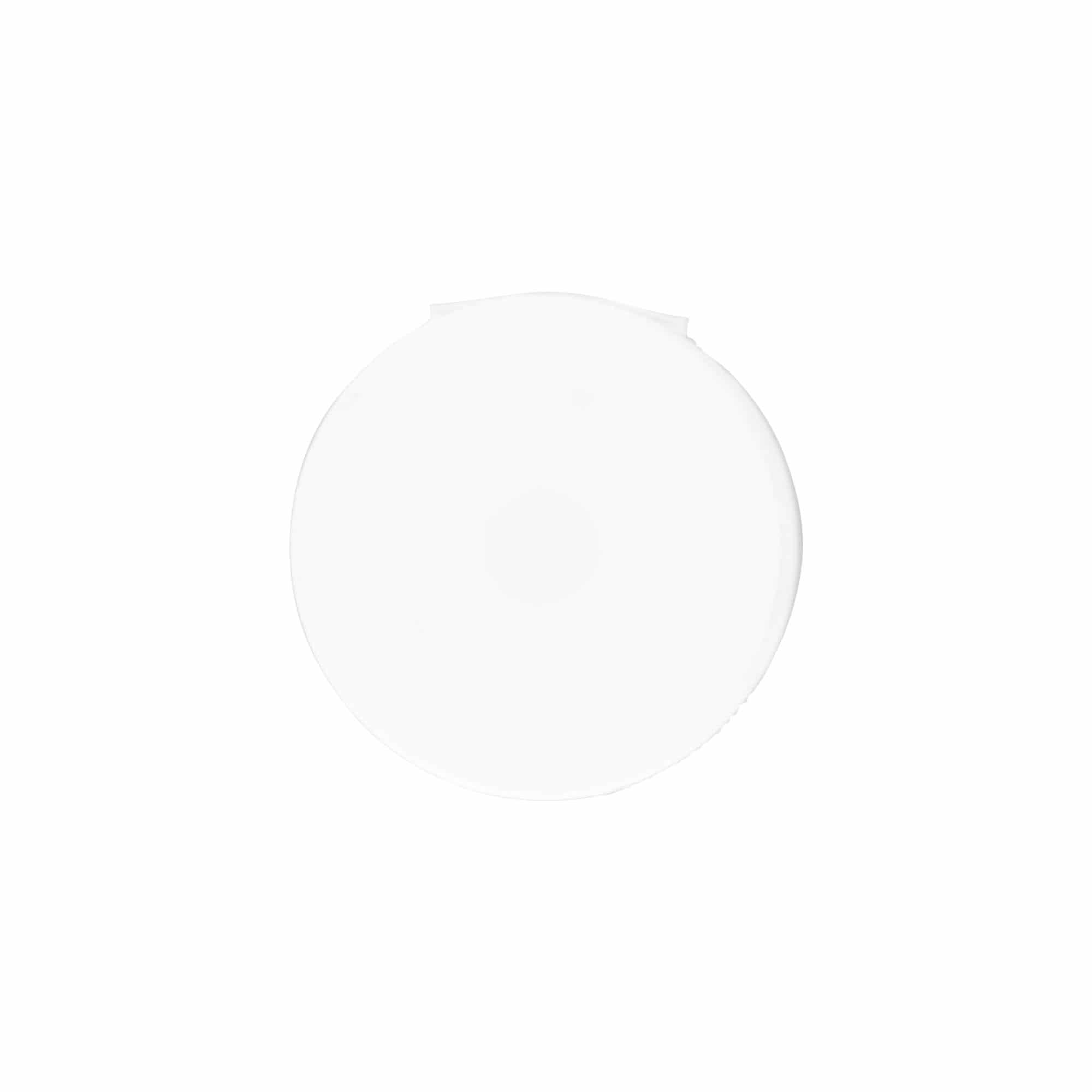 Tapa de rosca con bisagra abatible, plástico PP, blanca, para boca: 38/400 Tapa de rosca con bisagra abatible, plástico PP, blanca, para boca: 38/400