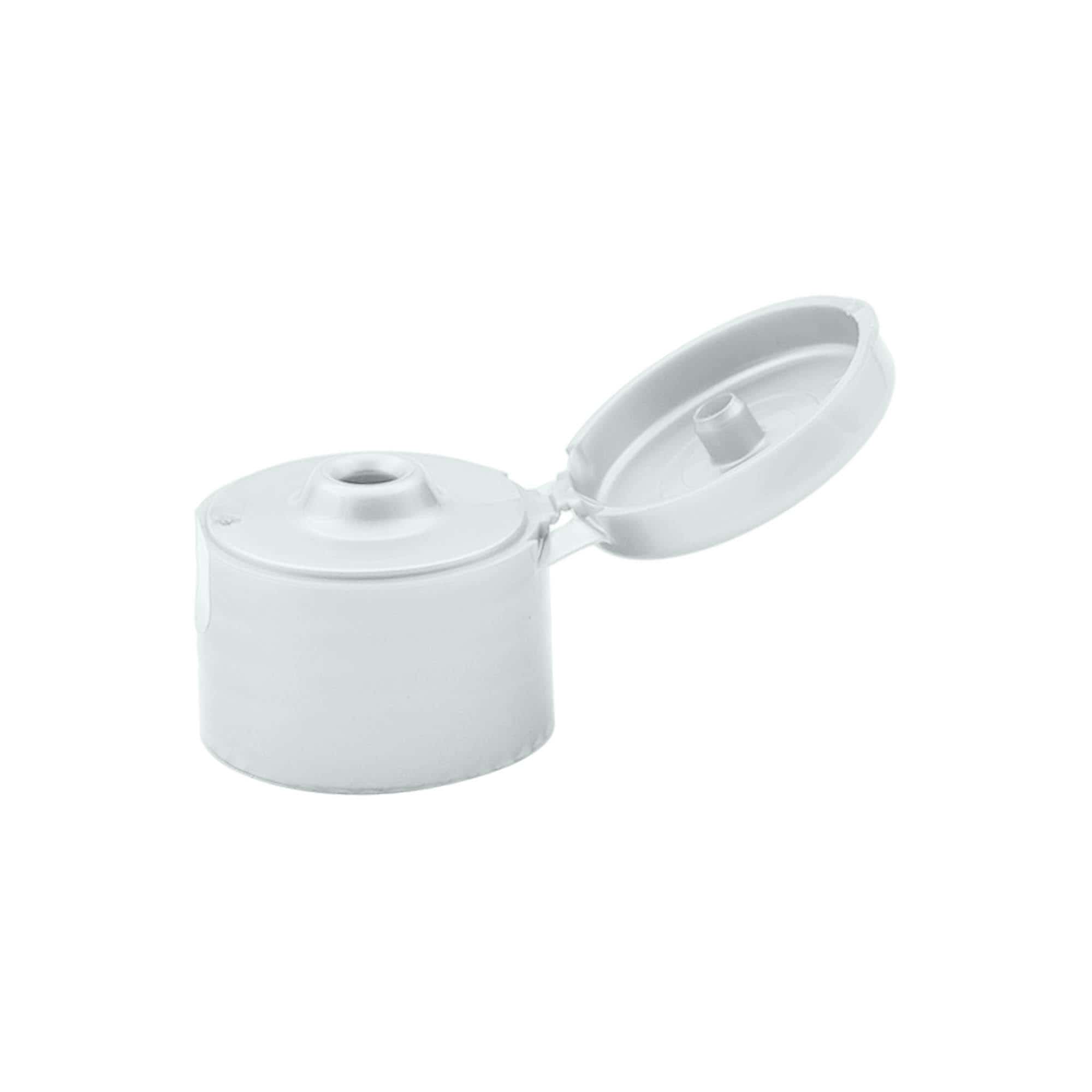 Tapa de rosca con bisagra abatible, plástico PP, plateado, para boquilla: 24/410