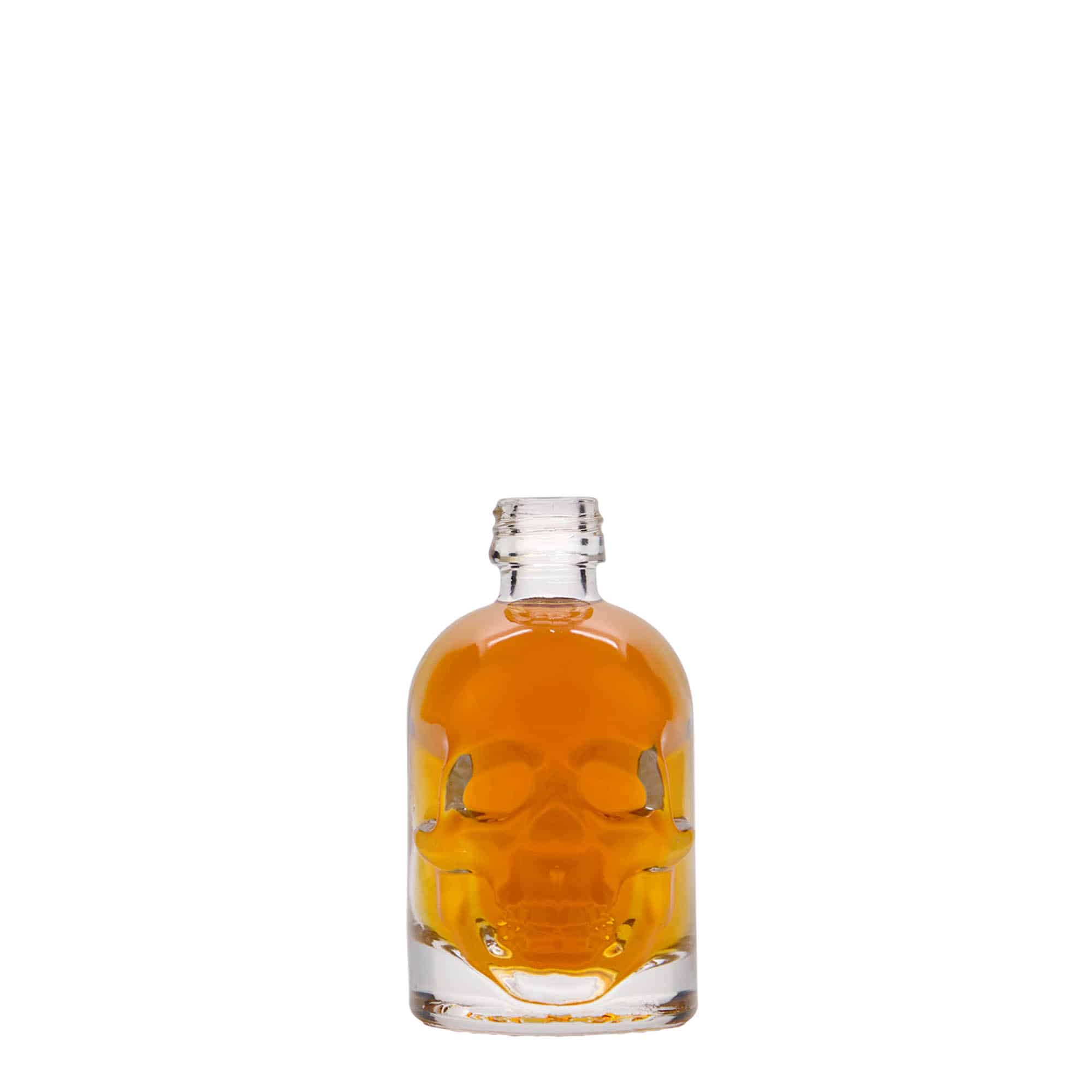 Botella de vidrio 'Calavera' de 50 ml, boca: PP 18
