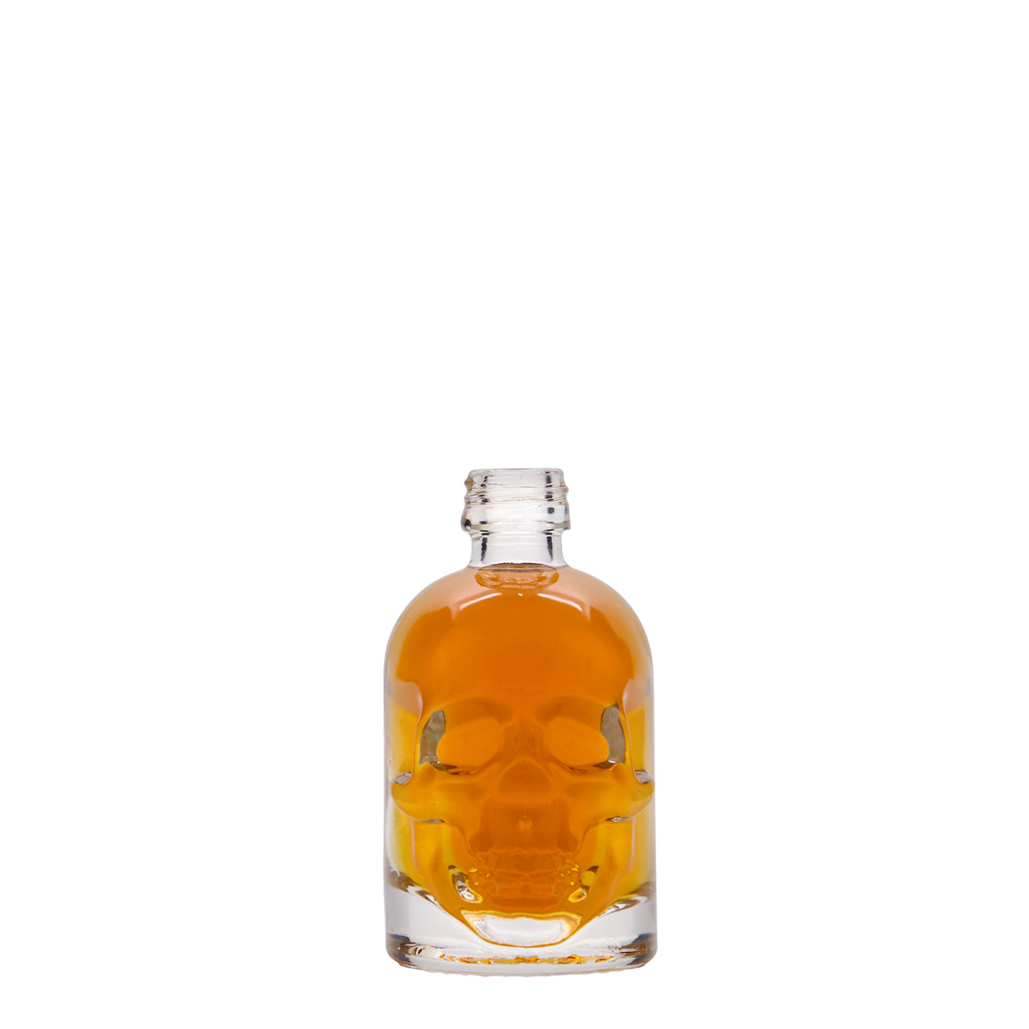 Botella de cristal de 50 ml 'Calavera', boca: PP 18 Botella de cristal de 50 ml 'Calavera', boca: PP 18