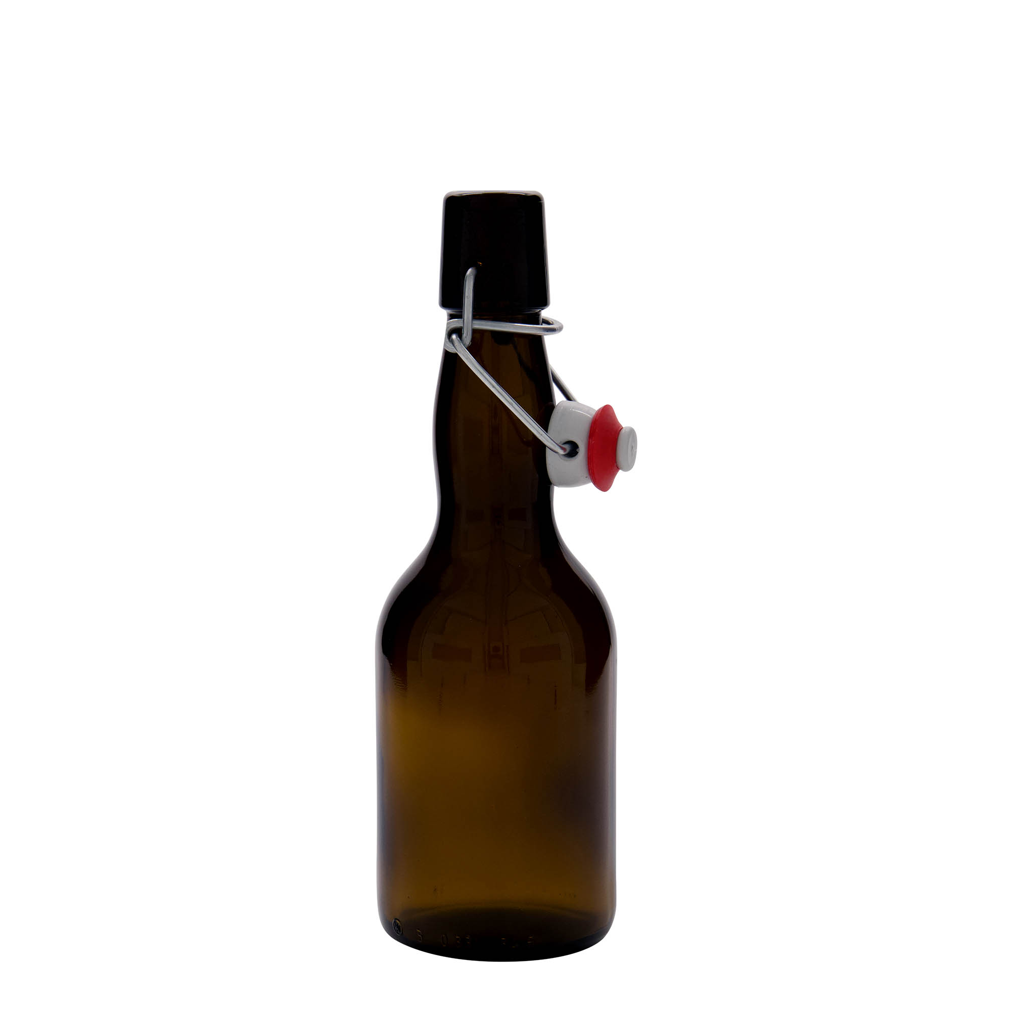 Botella de cerveza de 330 ml con cuello de bota, vidrio, marrón, boca: cierre de palanca