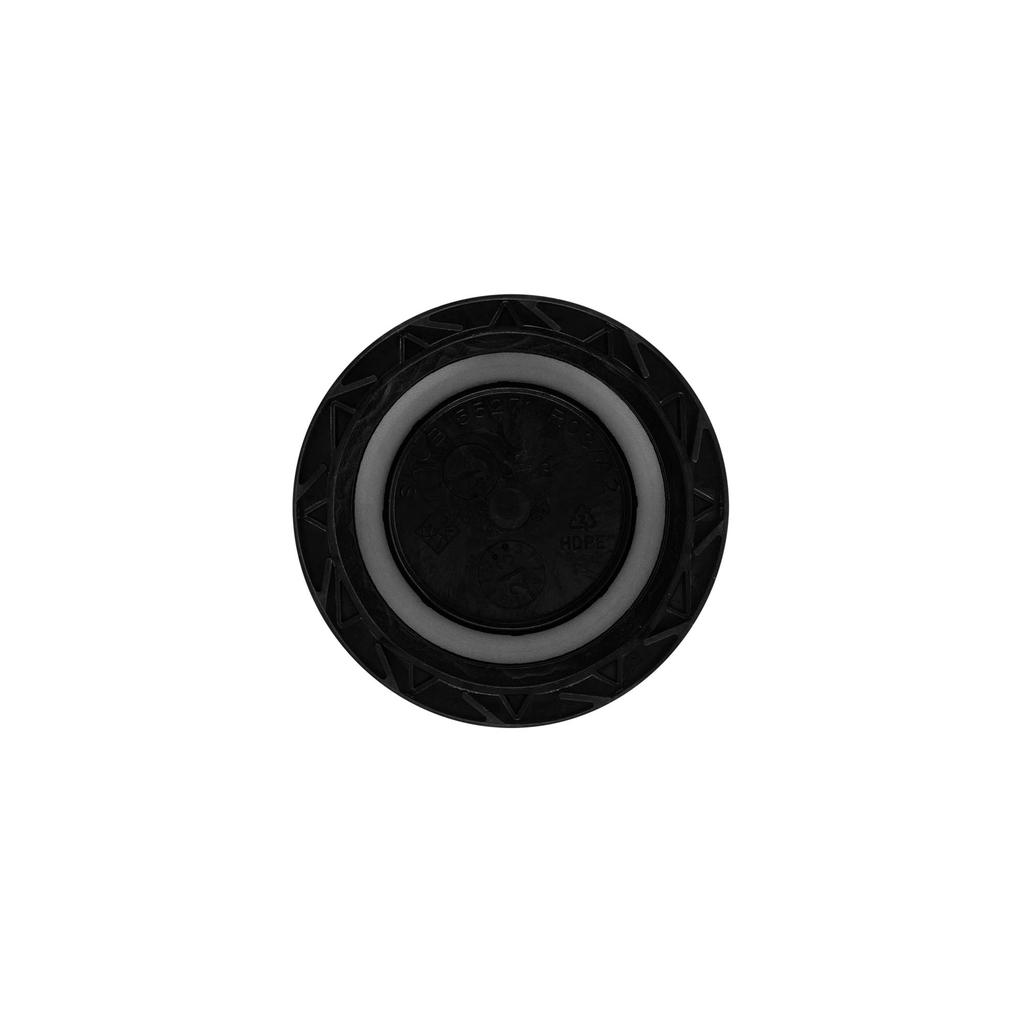 Tapa roscada, plástico PP, negro, para boca: ND55 Tapa roscada, plástico PP, negro, para boca: ND55