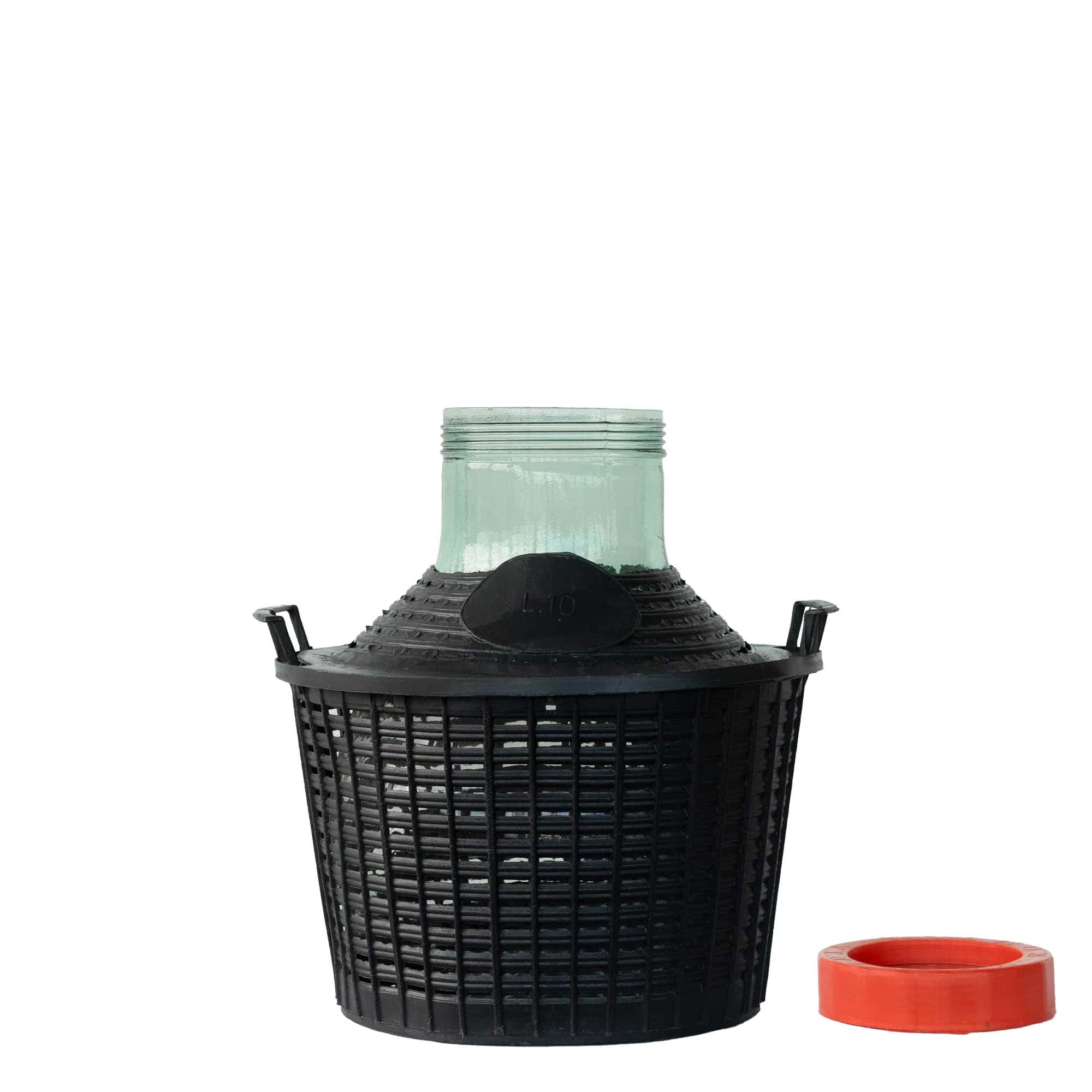 Botella de balón de 10 l, cuello ancho, vidrio, boca: cierre de rosca