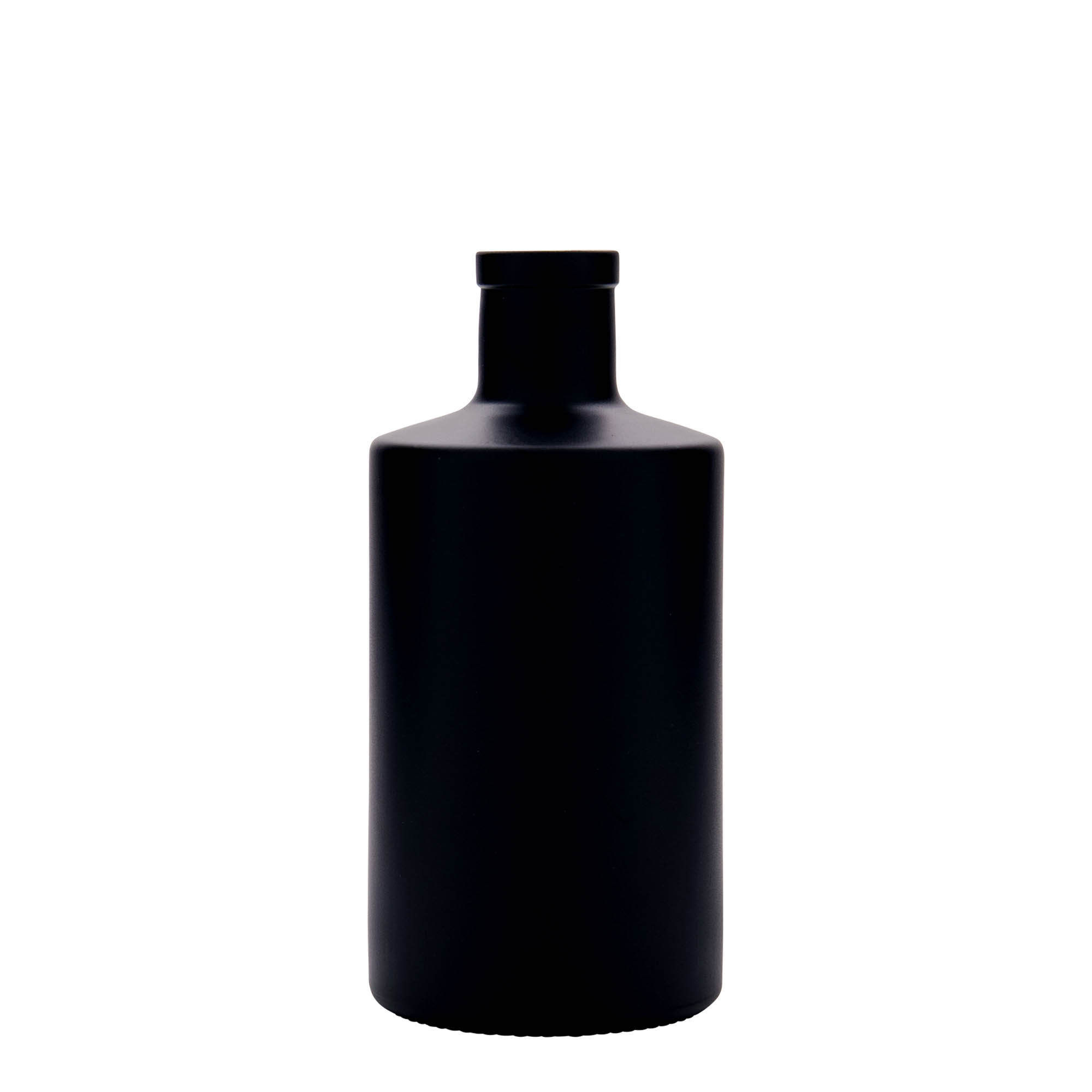 Botella de vidrio de 500 ml 'Caroline', negra, boca: corcho