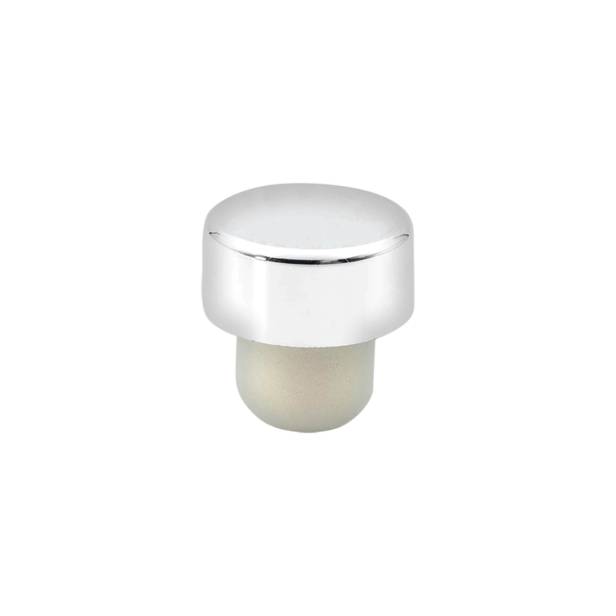 Tapón de agarre 19 mm, plástico, plateado, para boca: corcho Tapón de agarre 19 mm, plástico, plateado, para boca: corcho