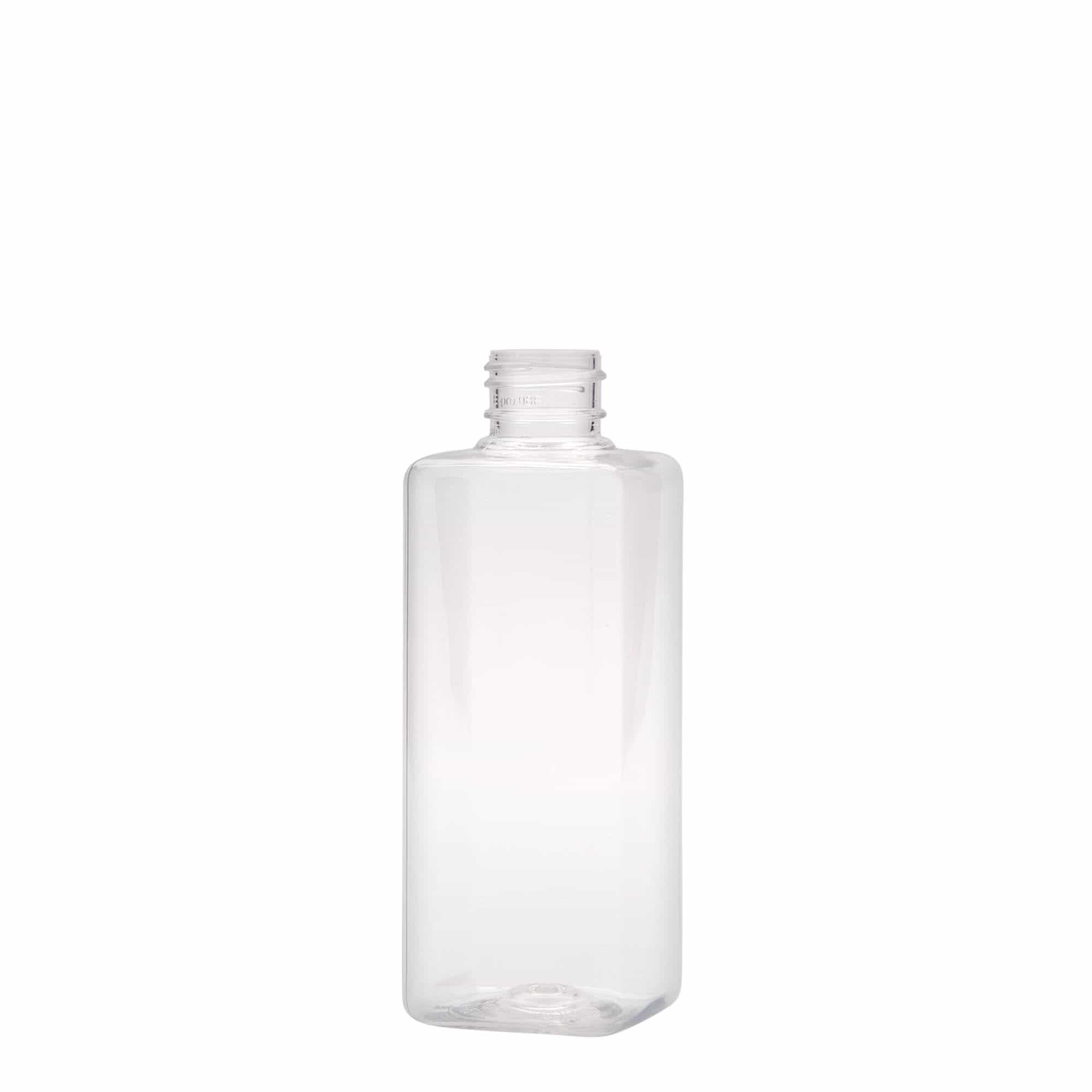 Botella de PET 'Karl' de 200 ml, cuadrada, plástico, boca: GPI 24/410