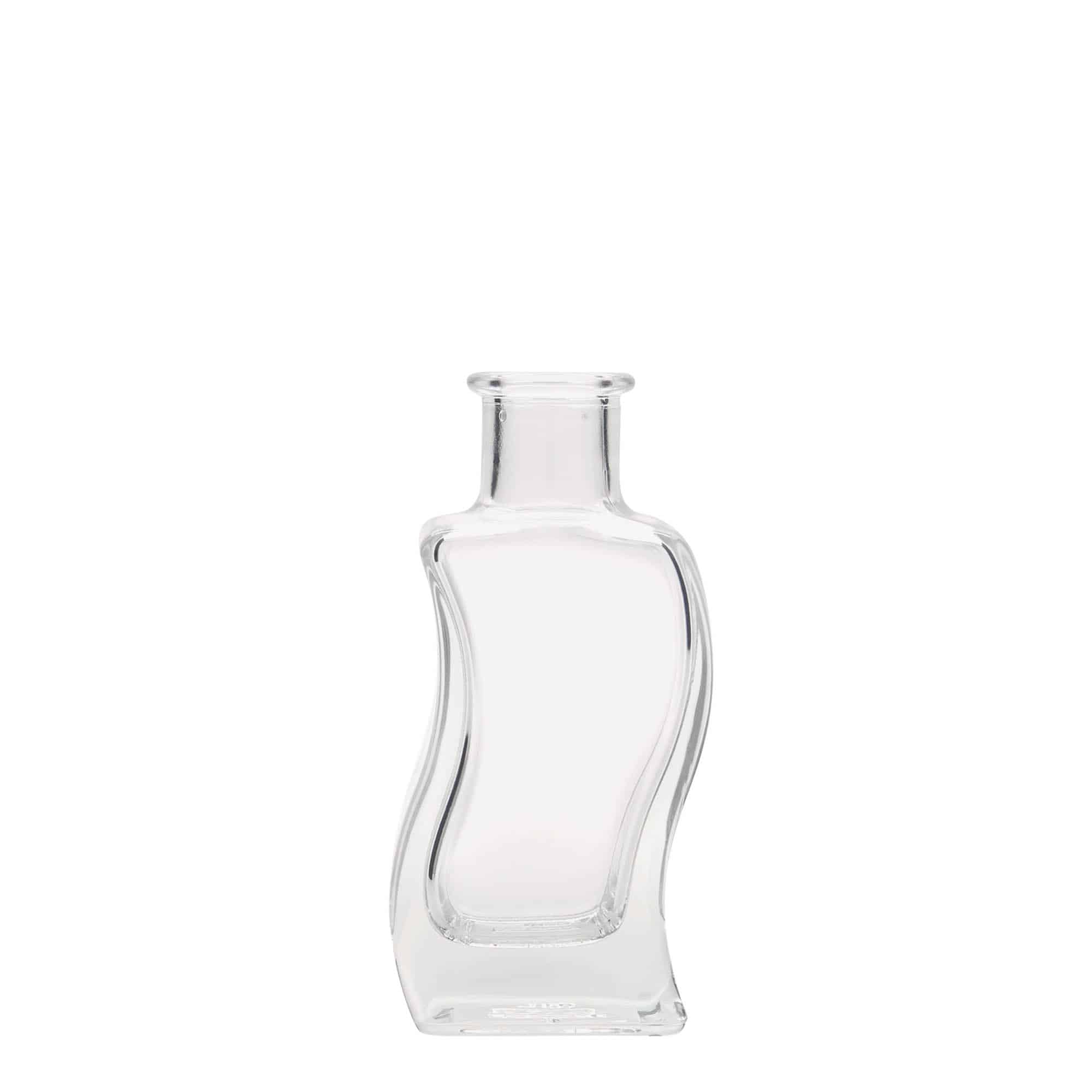 Botella de vidrio 'Onda' de 100 ml, cuadrada, boca: corcho Botella de vidrio 'Onda' de 100 ml, cuadrada, boca: corcho