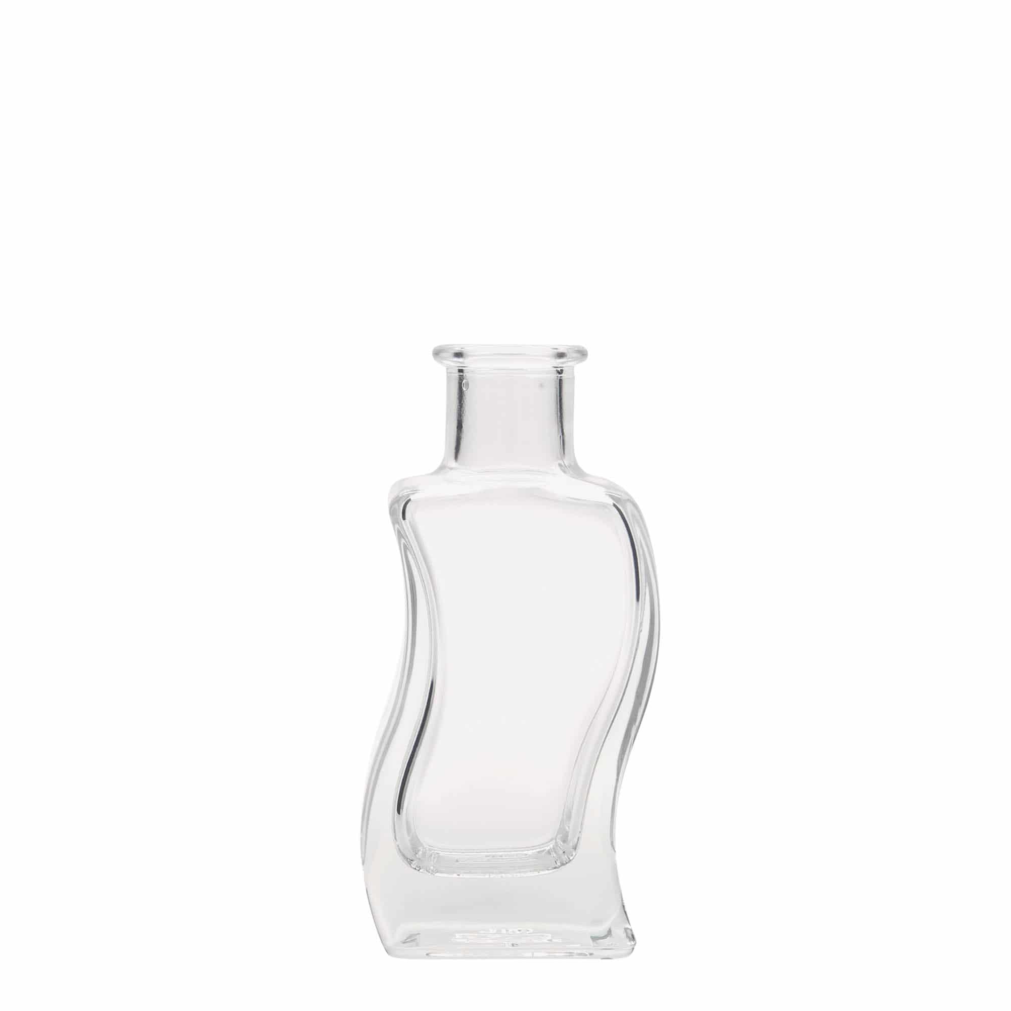 Botella de vidrio de 100 ml 'Ola', cuadrada, boca: corcho