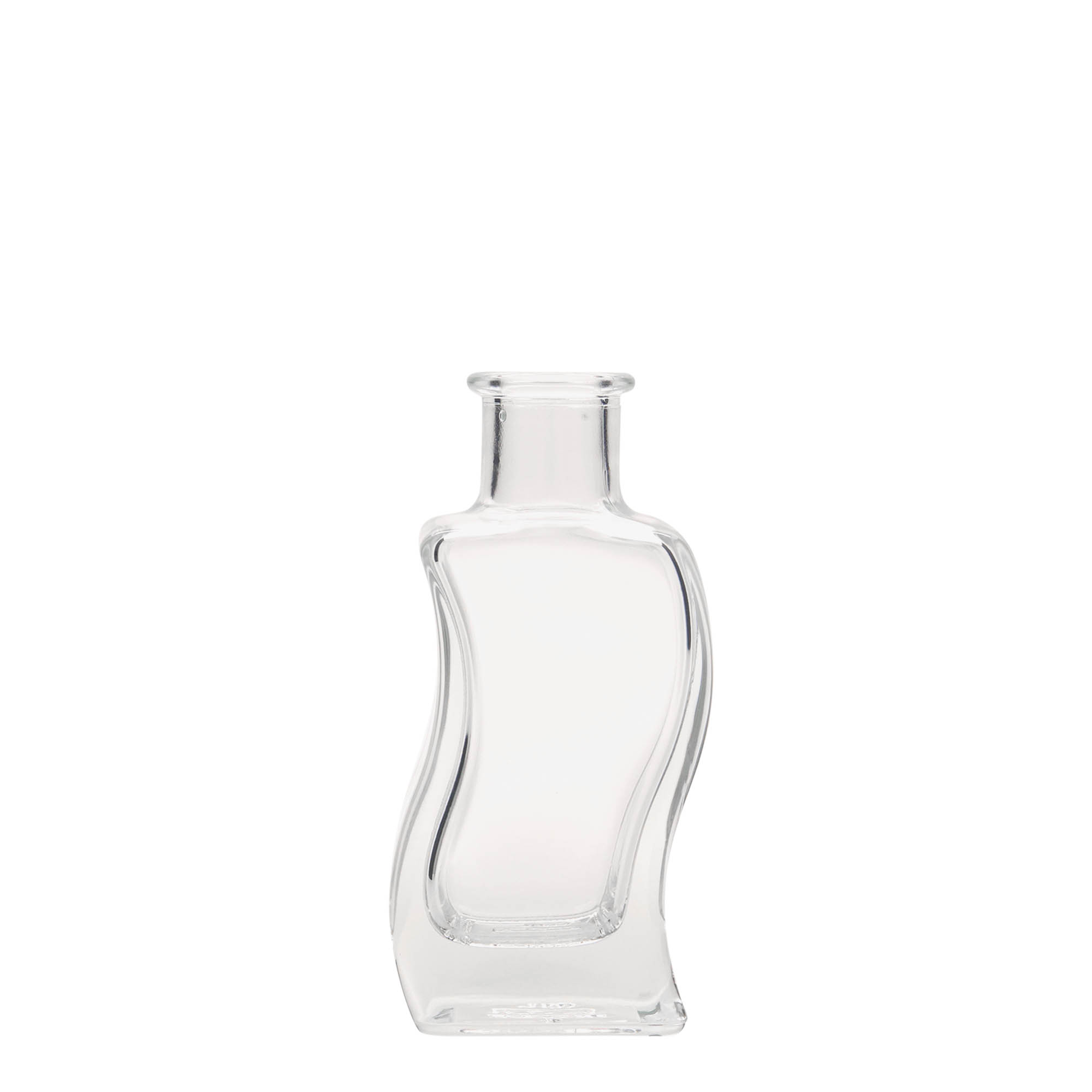 Botella de vidrio de 100 ml 'Ola', cuadrada, boca: corcho
