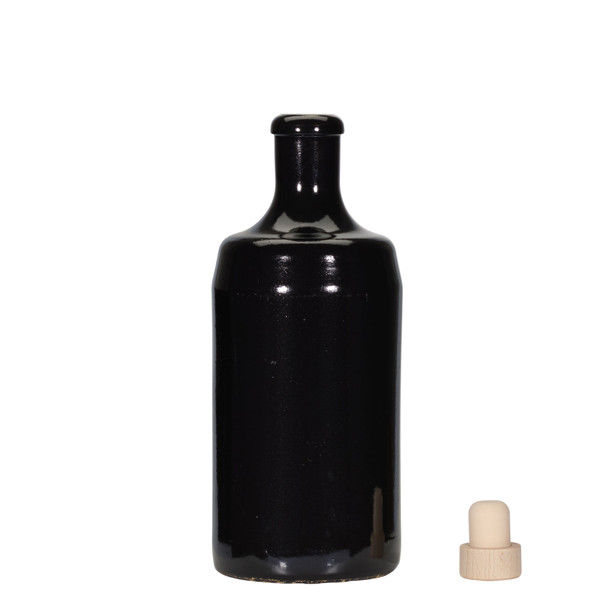 Jarra de barro de 700 ml 'Calvados, gres, negro, boca: corcho