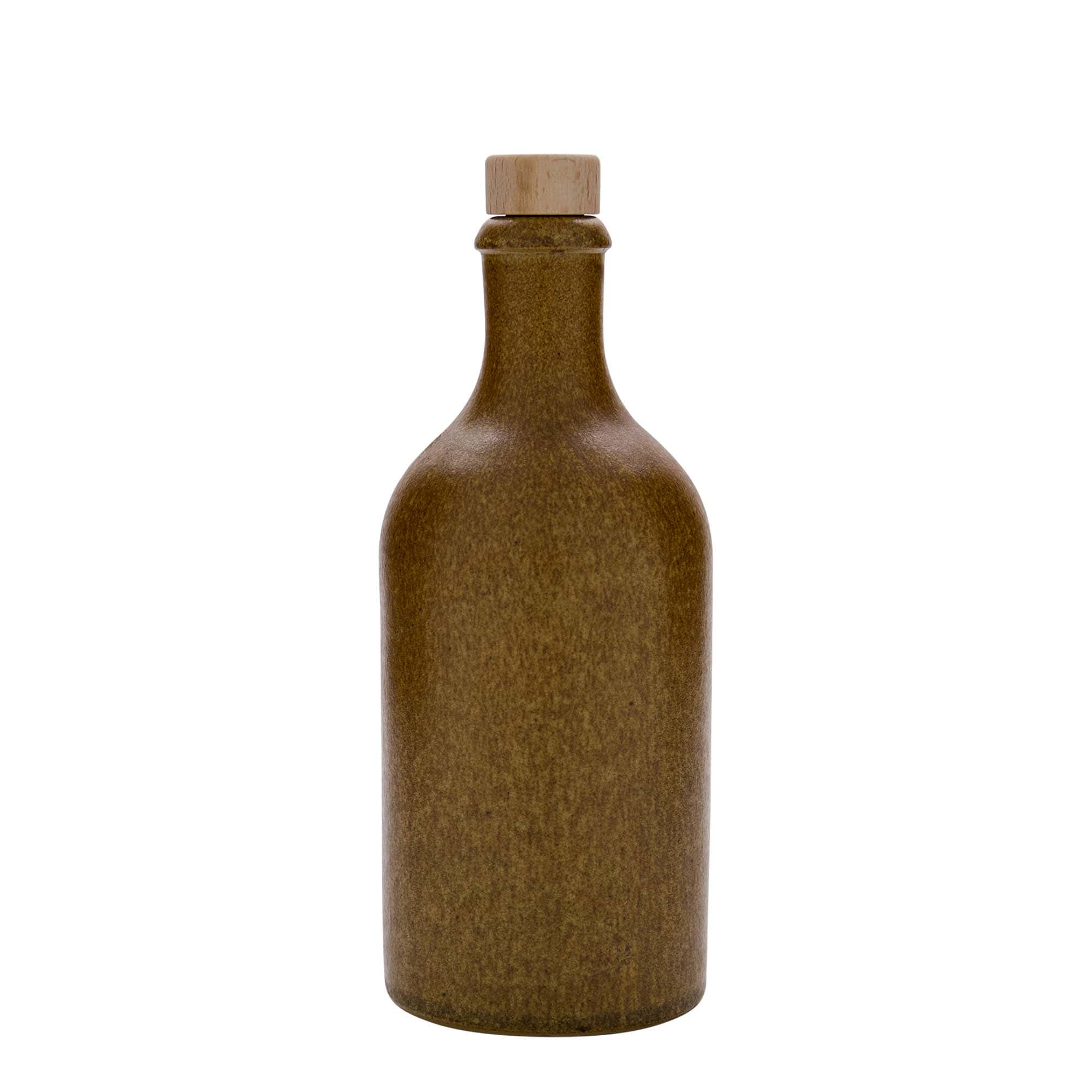 Jarra de barro de 500 ml, gres, marrón cristal, boca: corcho