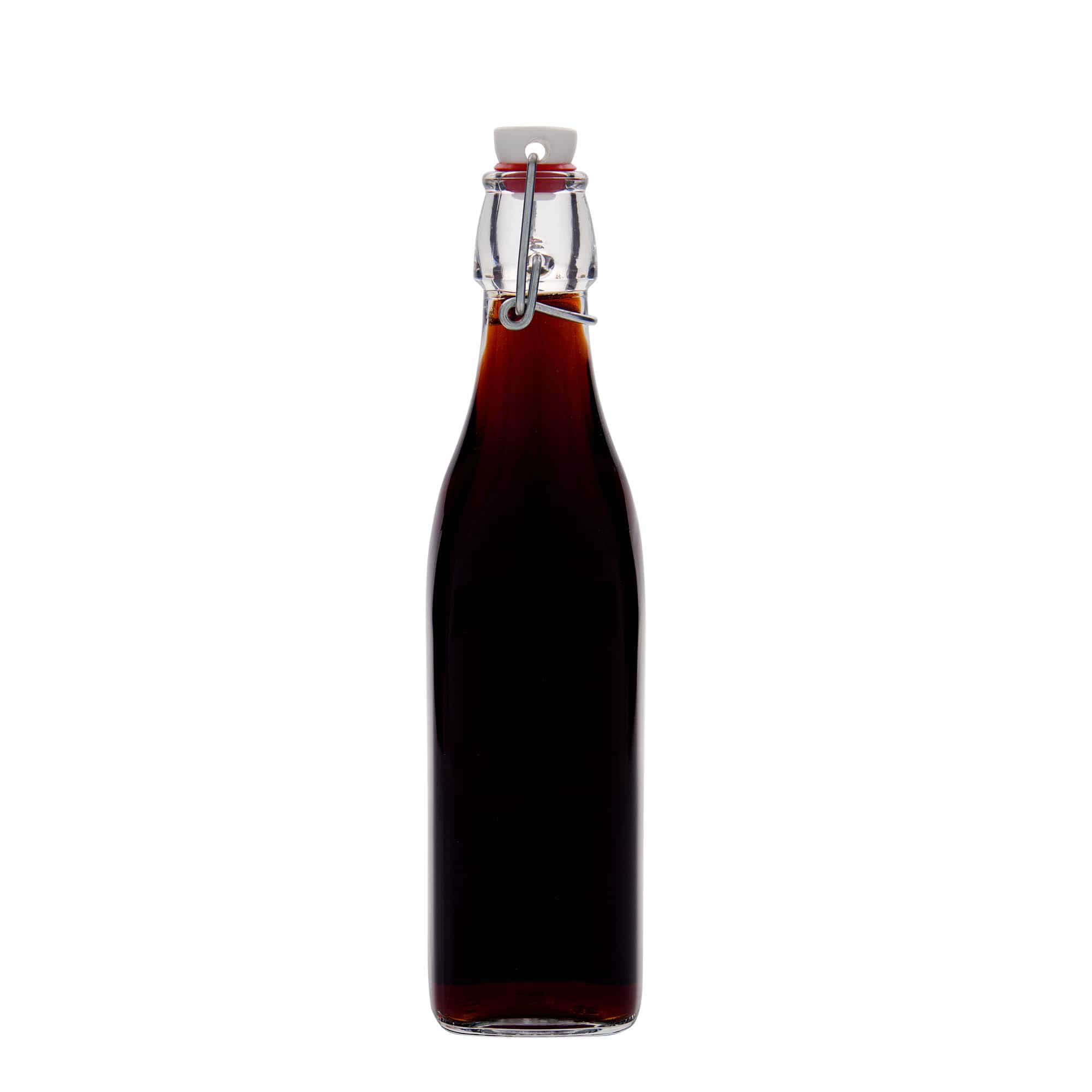 Botella de vidrio 'Swing' de 500 ml, cuadrada, boca: tapón mecánico