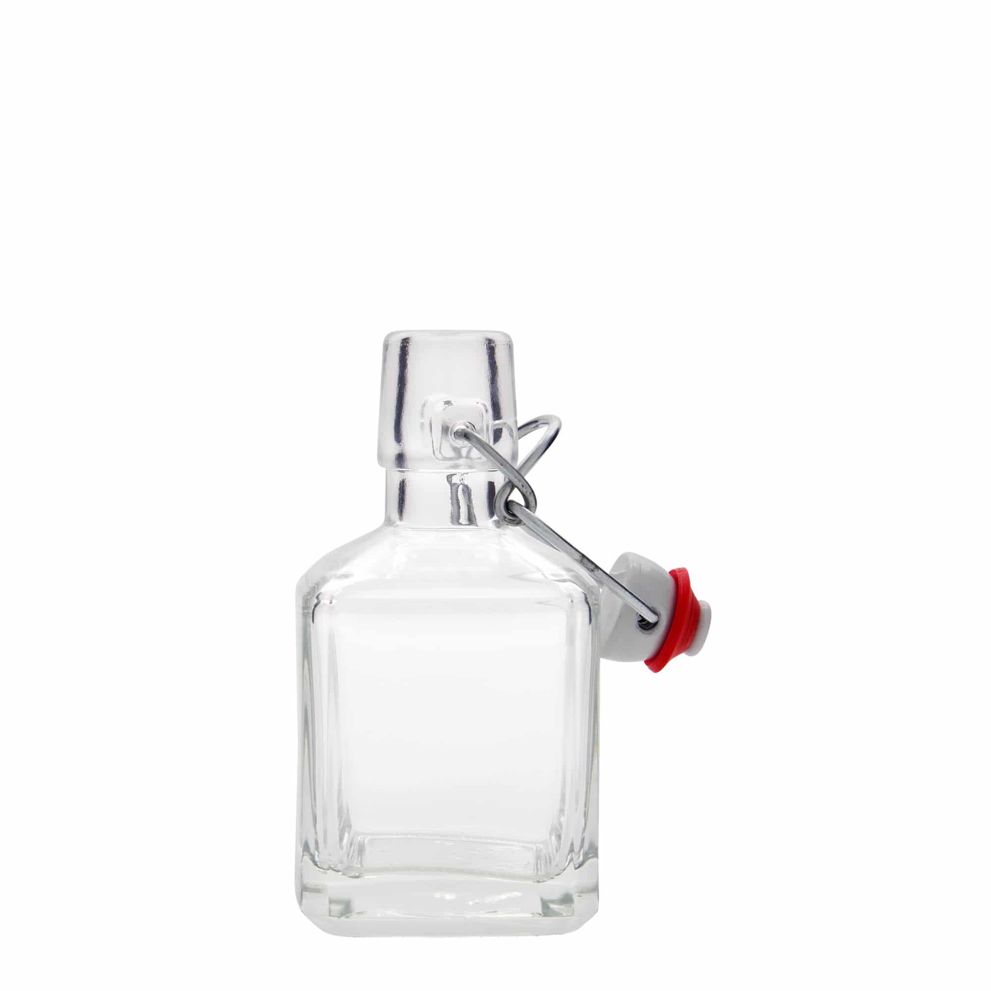 Botella de vidrio de 200 ml 'Kubica', cuadrada, boca: cierre de palanca Botella de vidrio de 200 ml 'Kubica', cuadrada, boca: cierre de palanca