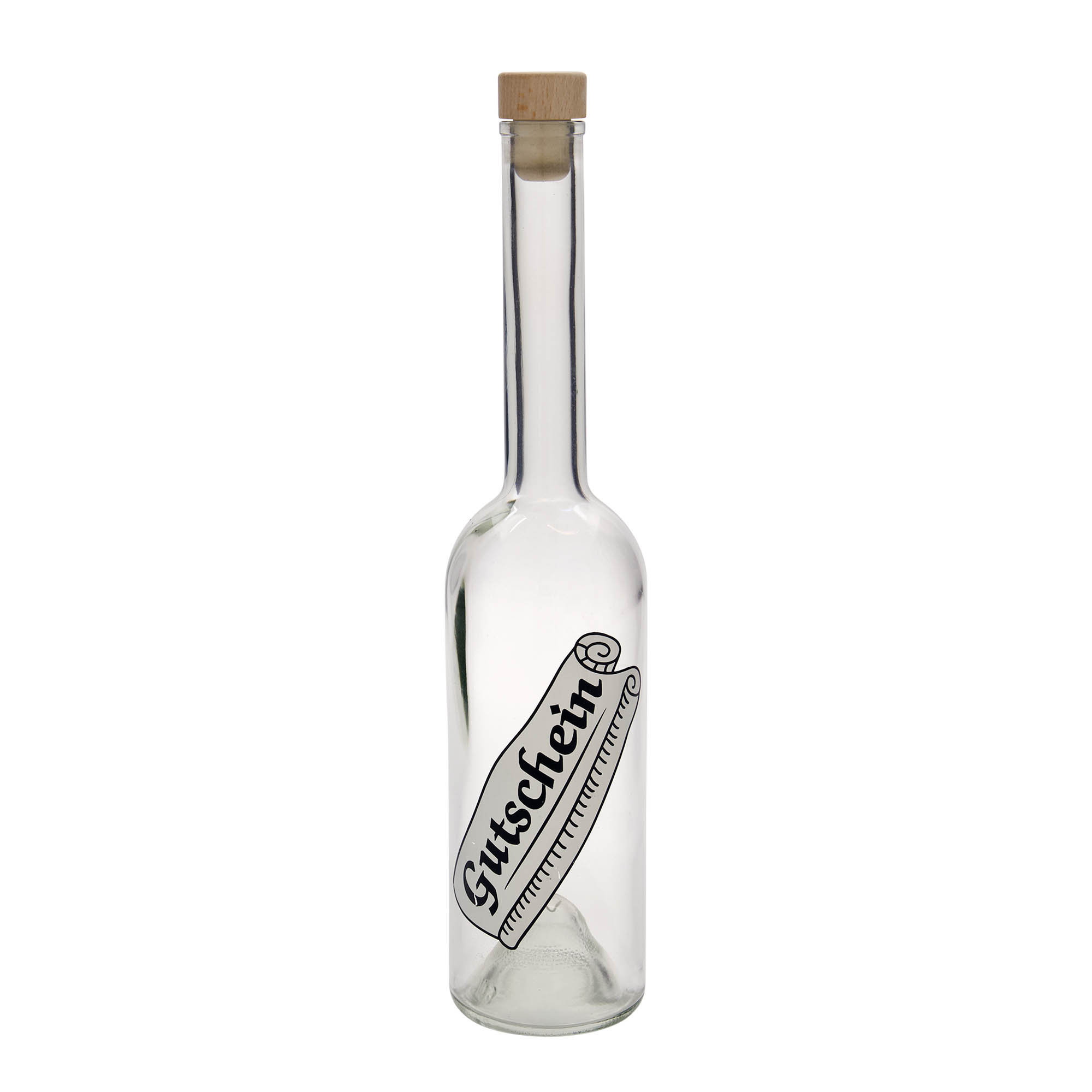 Botella de vidrio de 500 ml 'Opera', motivo: cupón, boca: corcho