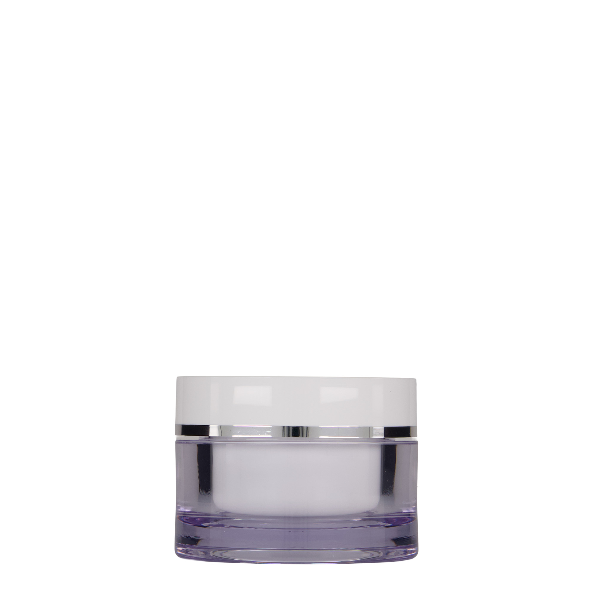 50 ml tarro, plástico SAN, blanco, boca: cierre de rosca