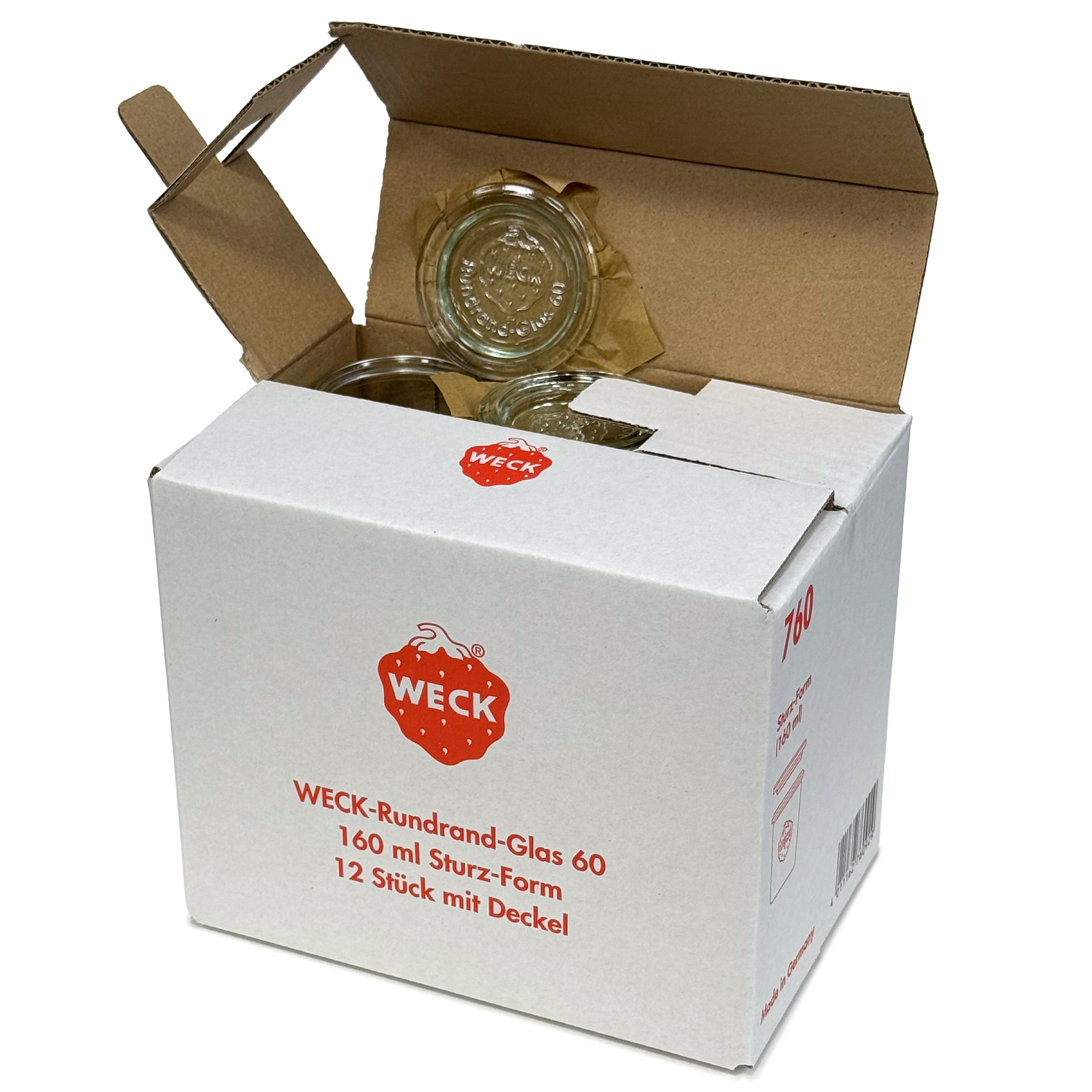 12x 160 ml tarro WECK de boca ancha con tapa de vidrio RR 60