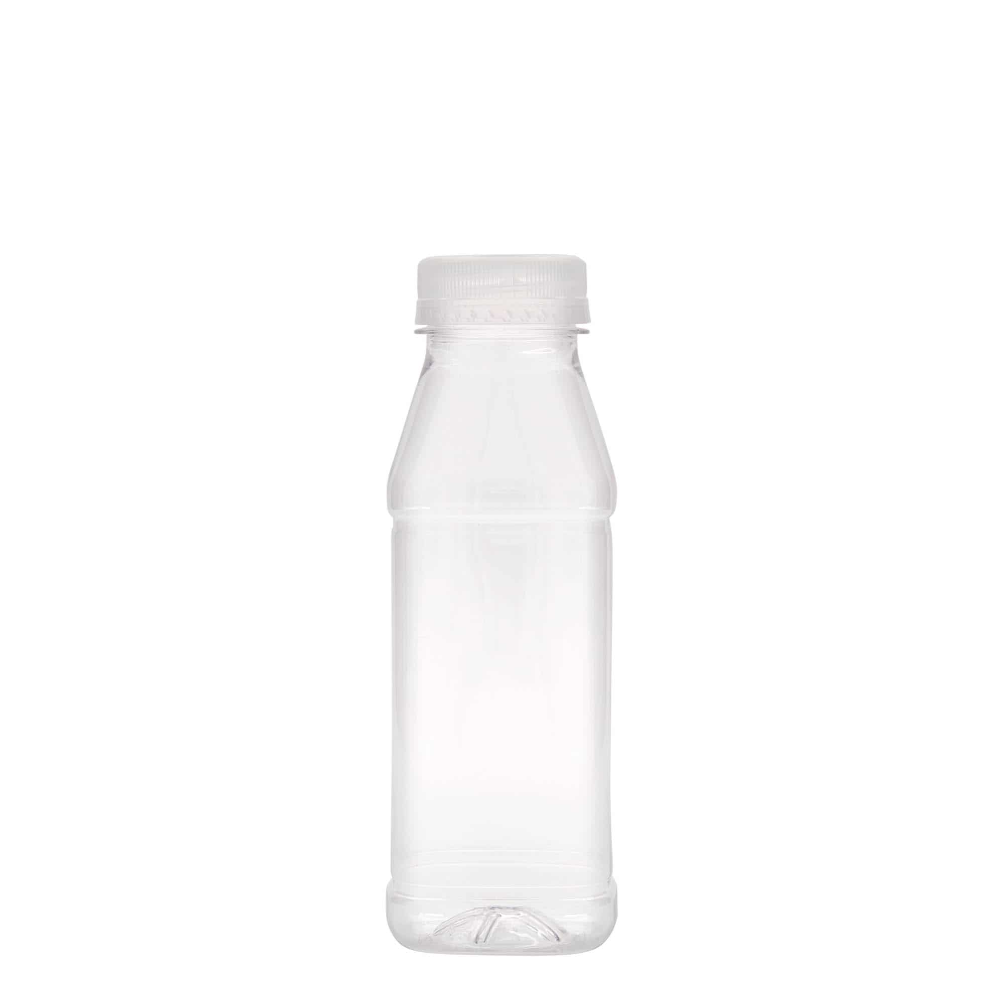 Botella de PET 'Milk and Juice Carré' de 330 ml, cuadrada, plástico, boca: 38 mm