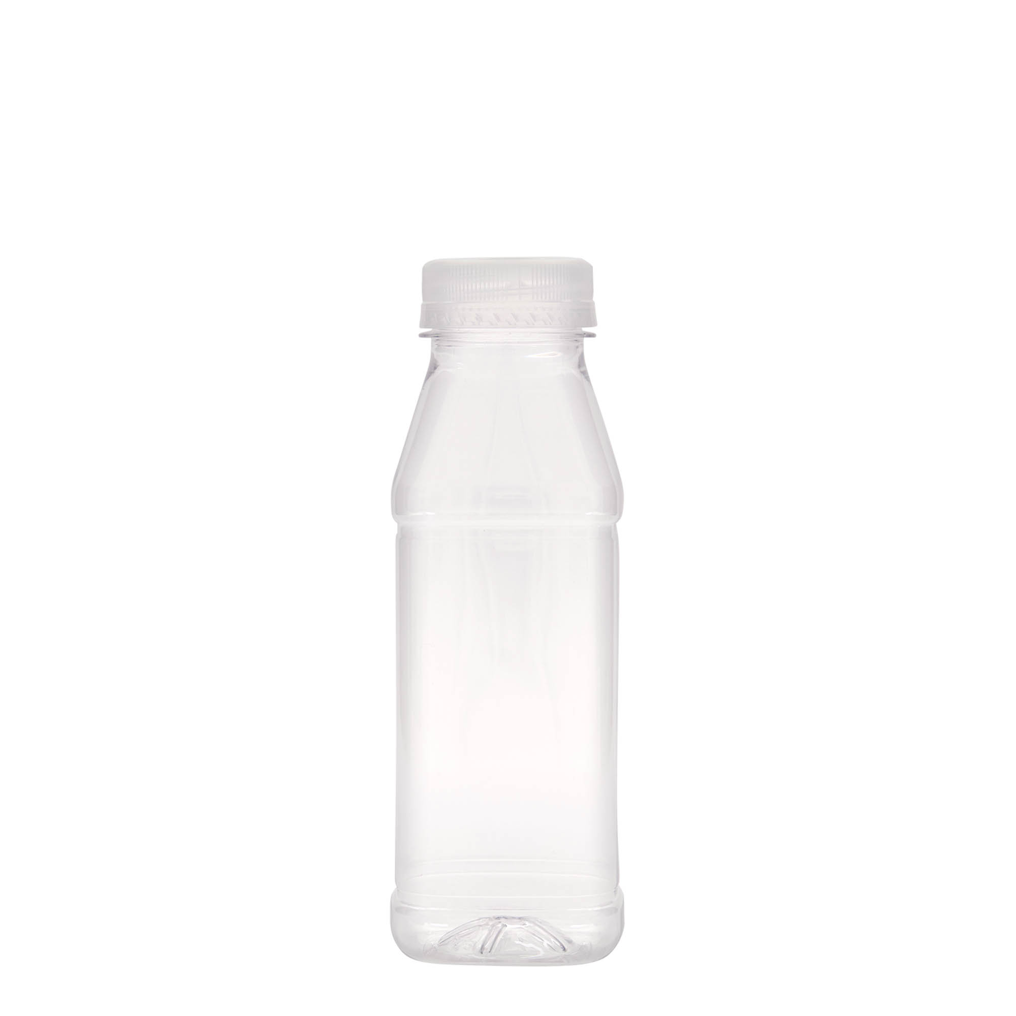 Botella PET de 330 ml 'Milk and Juice Carré', cuadrada, plástico, boca: 38 mm Botella PET de 330 ml 'Milk and Juice Carré', cuadrada, plástico, boca: 38 mm