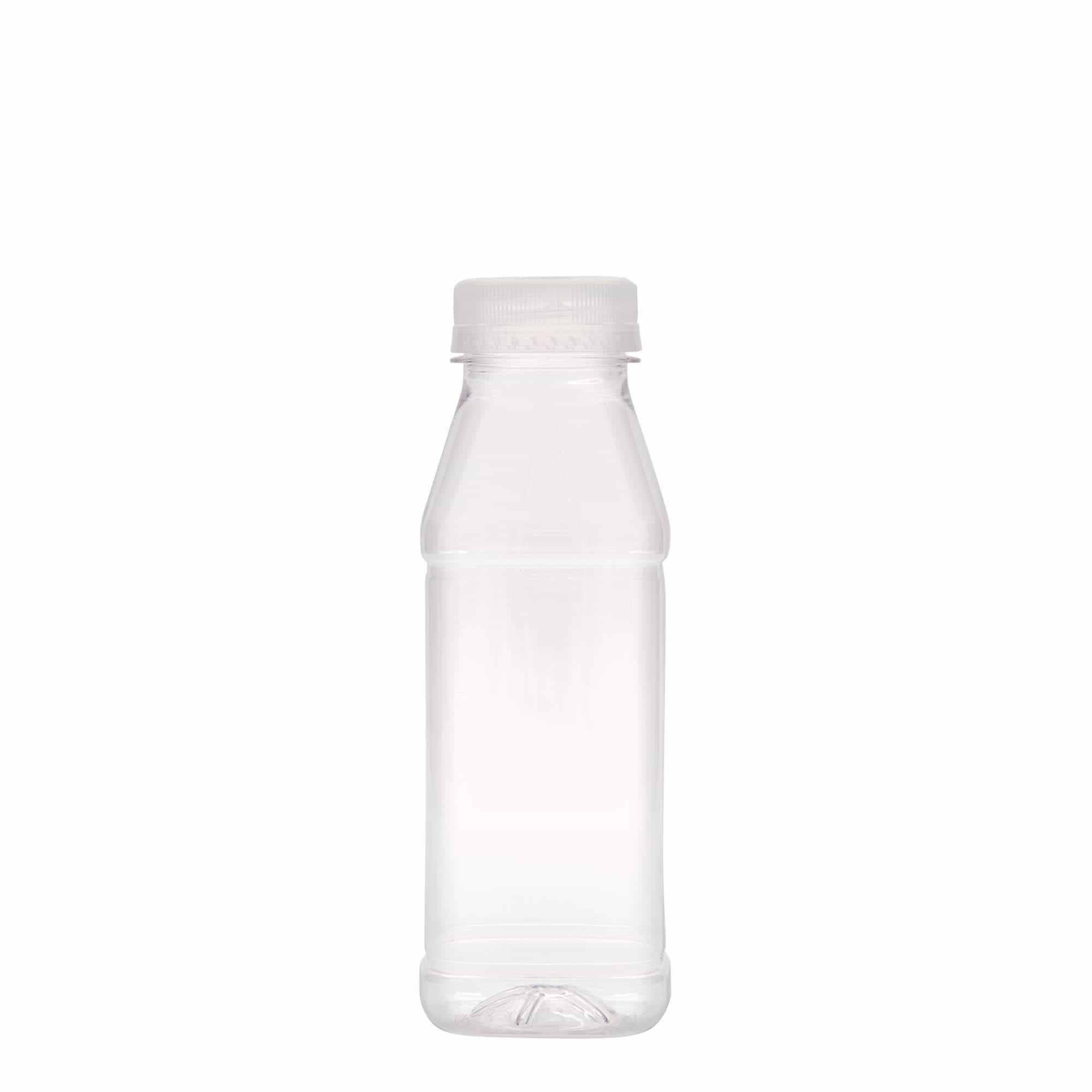 Botella PET de 330 ml «Milk and Juice Carré», cuadrada, plástico, boca: 38 mm