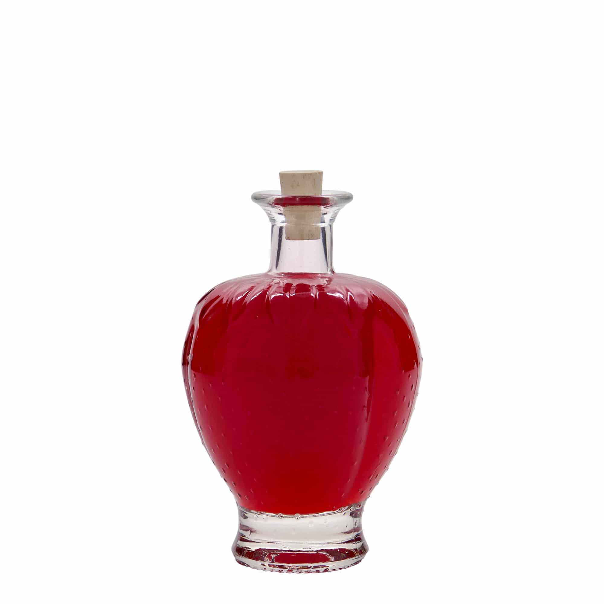Botella de vidrio 'Fresa' de 200 ml, boca: corcho