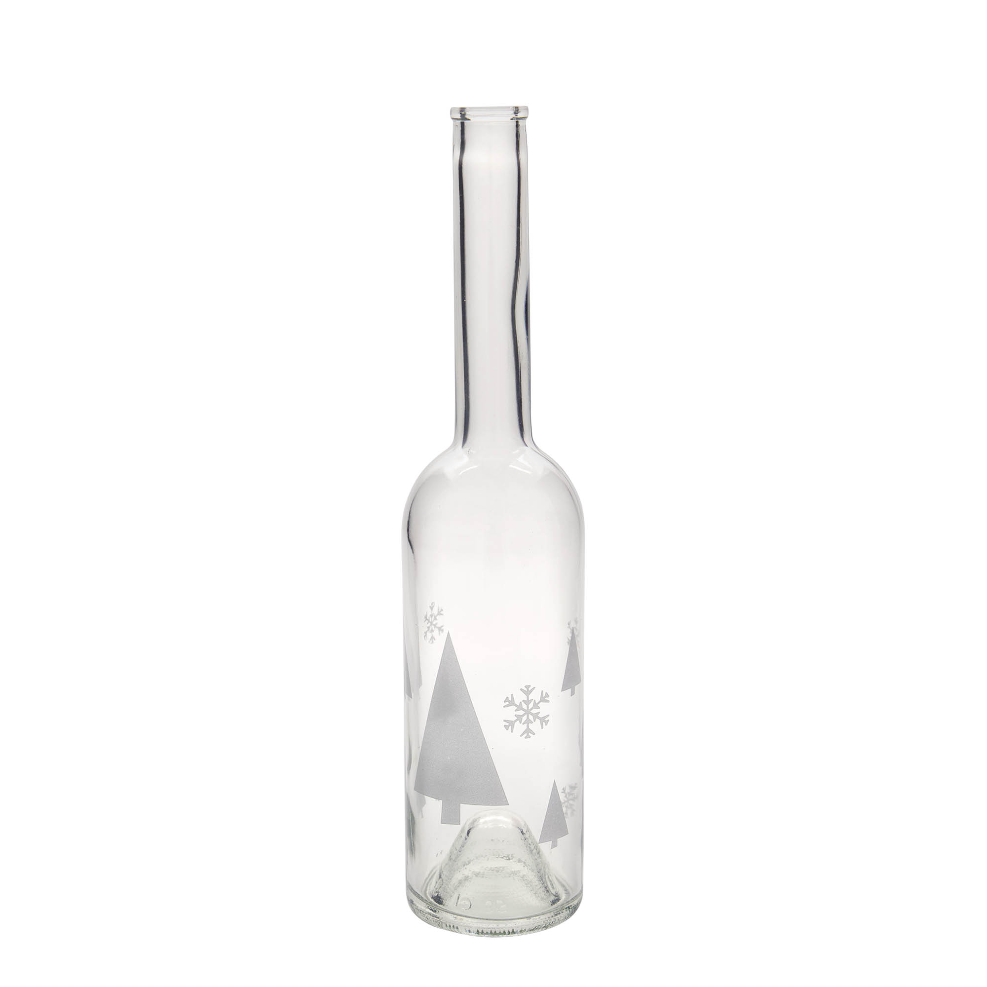 Botella de vidrio de 500 ml 'Opera', motivo: copos de nieve, boca: corcho