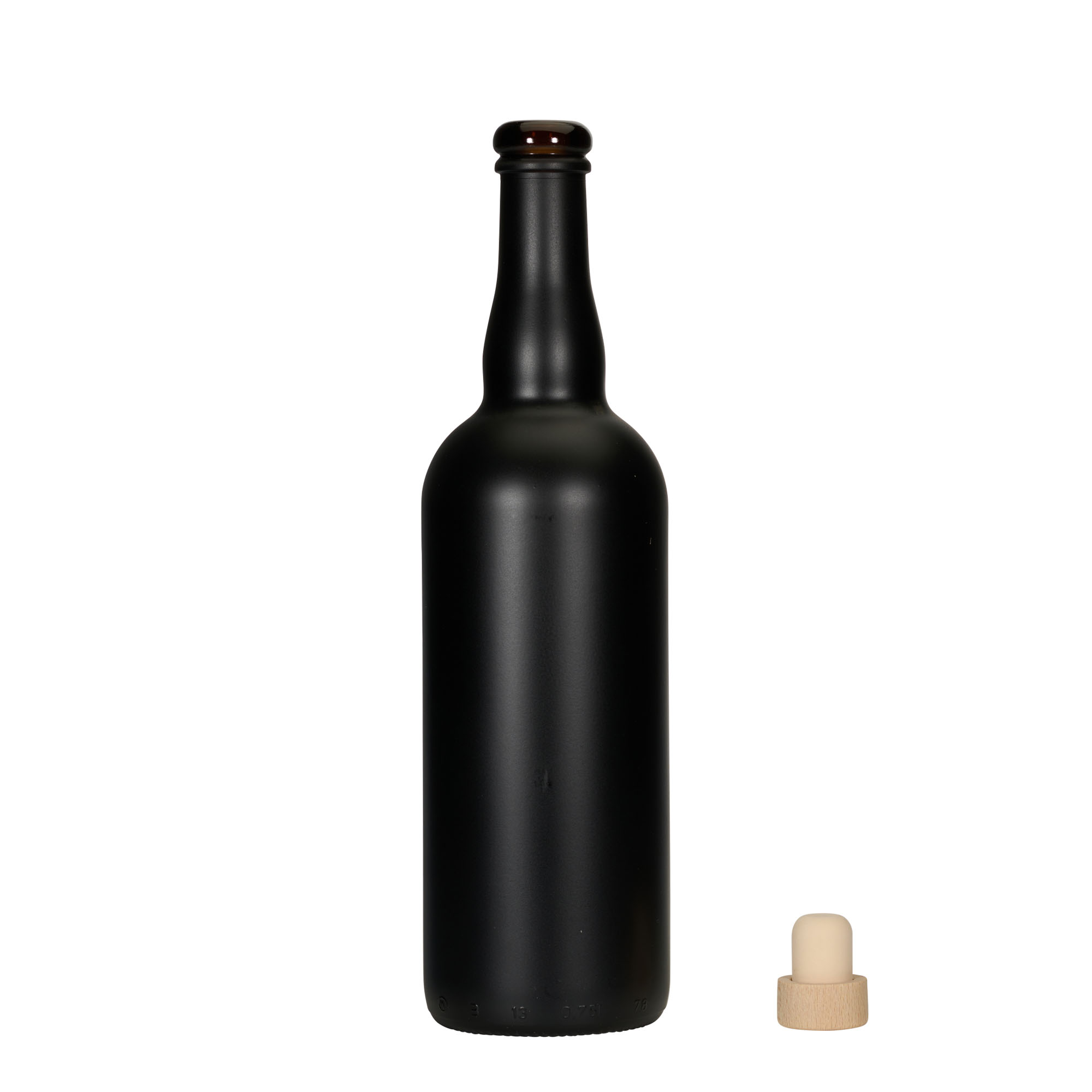 Botella de cerveza 750 ml Bélgica, vidrio, negra, boca: corcho