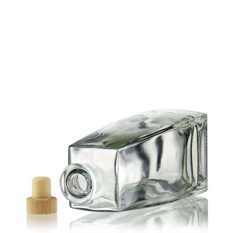 Botella de vidrio 'Timmy' de 700 ml, rectangular, boca: corcho