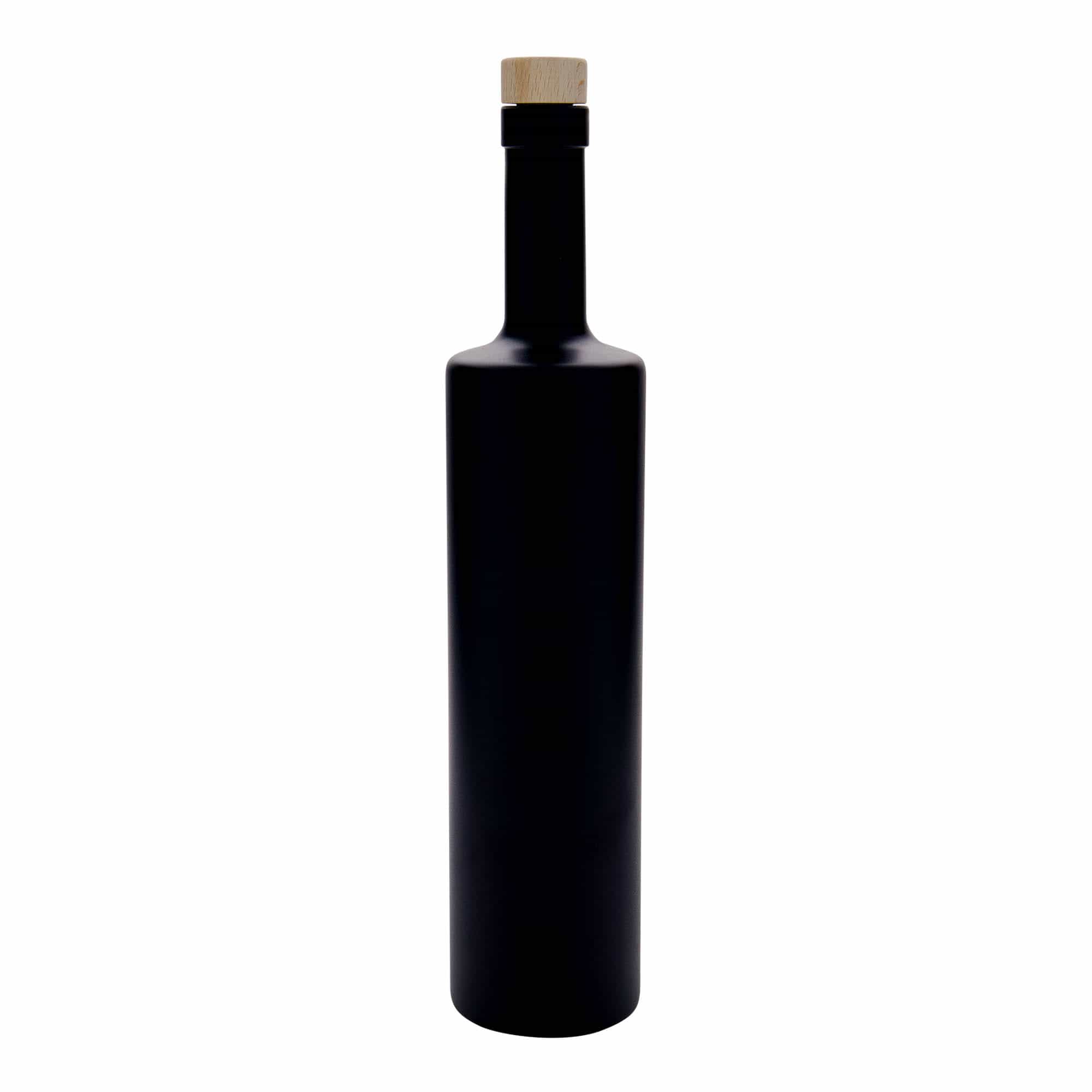 Botella de vidrio 'Centurio' de 700 ml, negro, boca: corcho