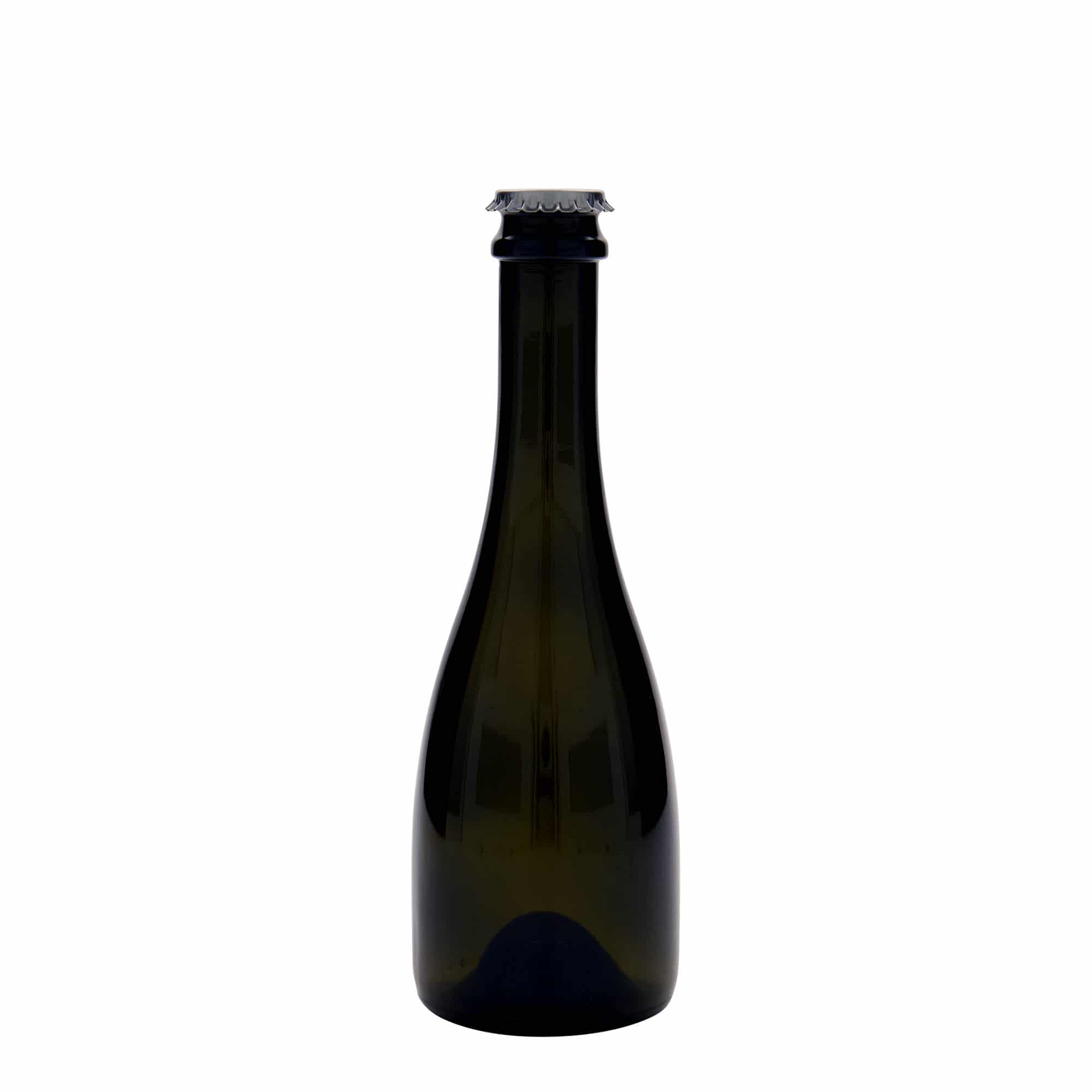 Botella de cerveza/champán «Tosca» de 330 ml, vidrio, verde antiguo, boca: chapado corona