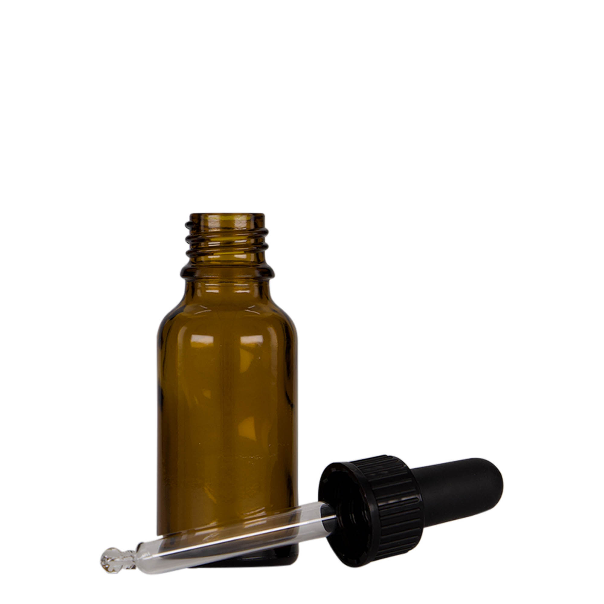Frasco cuentagotas de 20 ml para medicina, vidrio, marrón-negro, boca: DIN 18