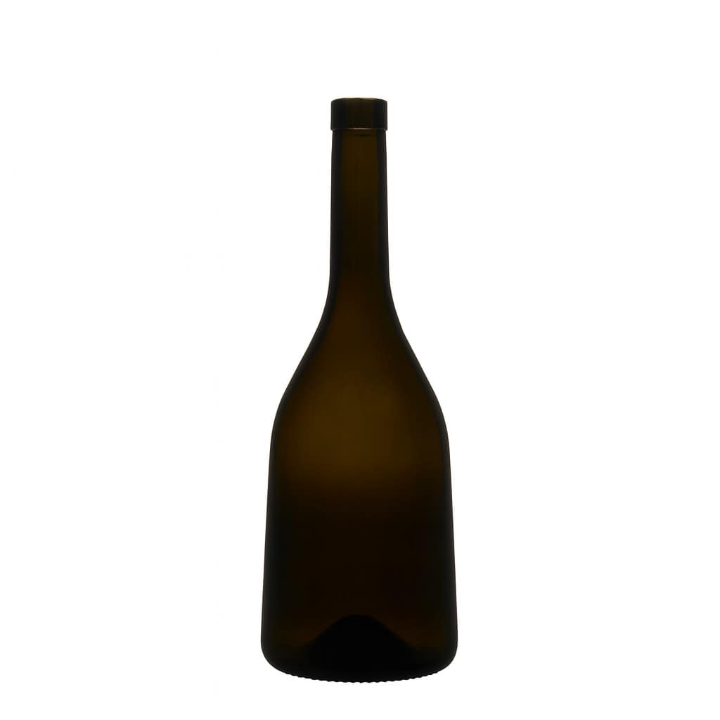 Botella de vidrio de 750 ml 'Rustica', verde antiguo, boca: corcho