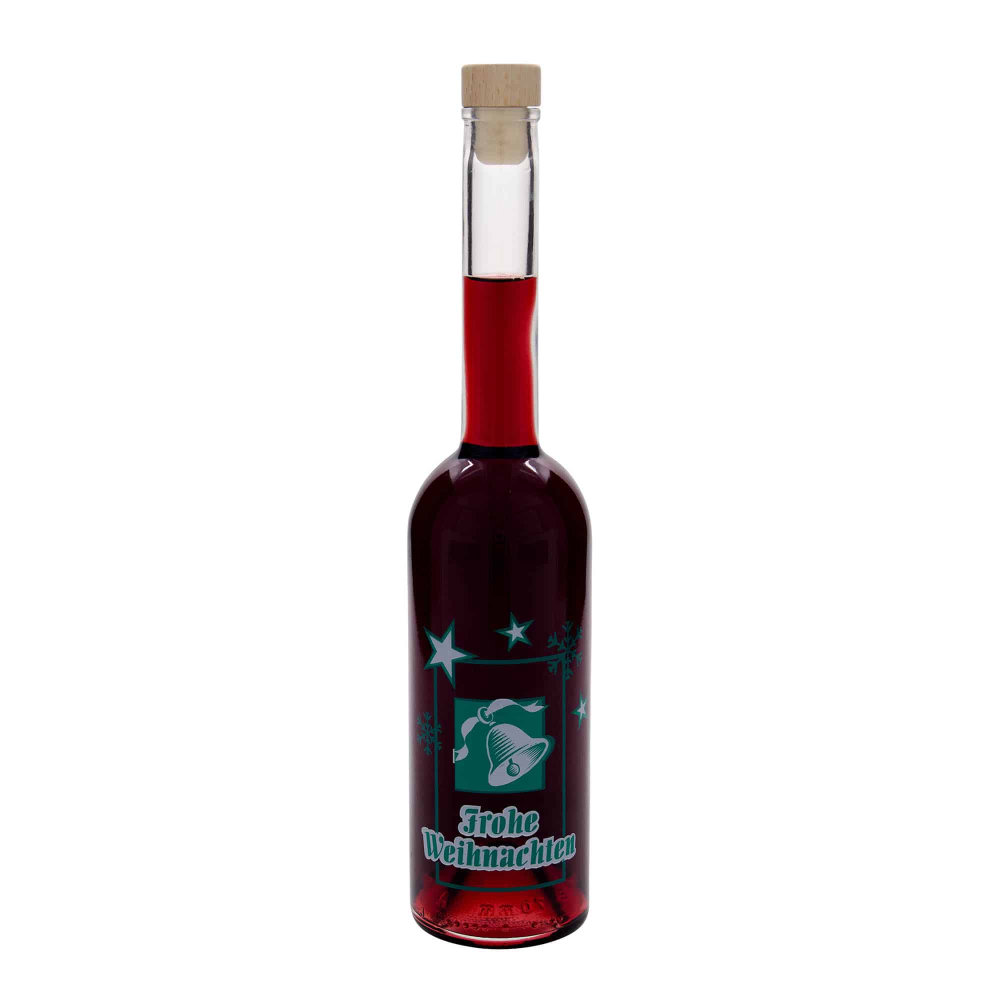Botella de vidrio 'Opera' de 500 ml, motivo: Feliz Navidad, boca: corcho