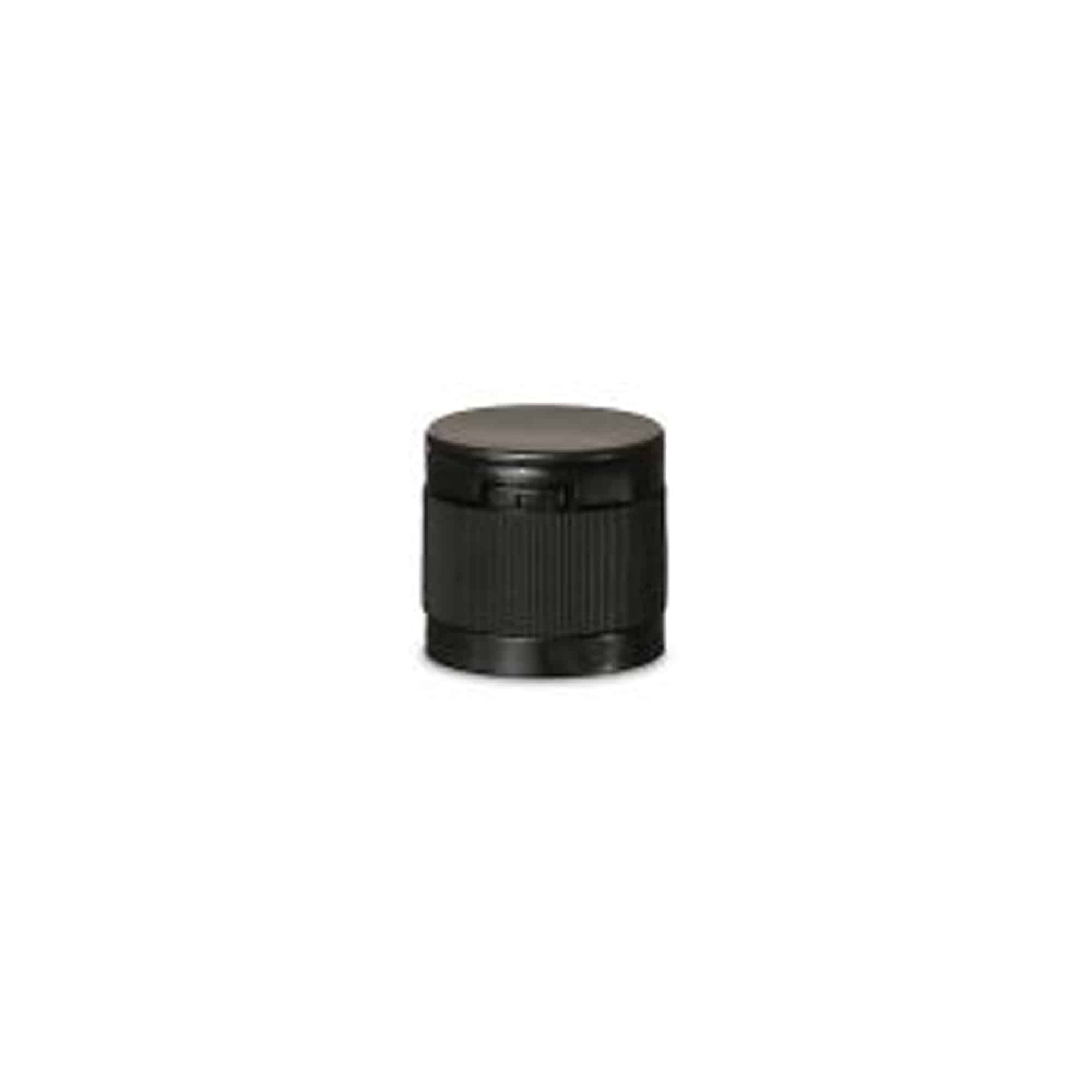 Tapón de rosca con bisagra, plástico PP negro, para boca: DIN 18 Tapón de rosca con bisagra, plástico PP negro, para boca: DIN 18