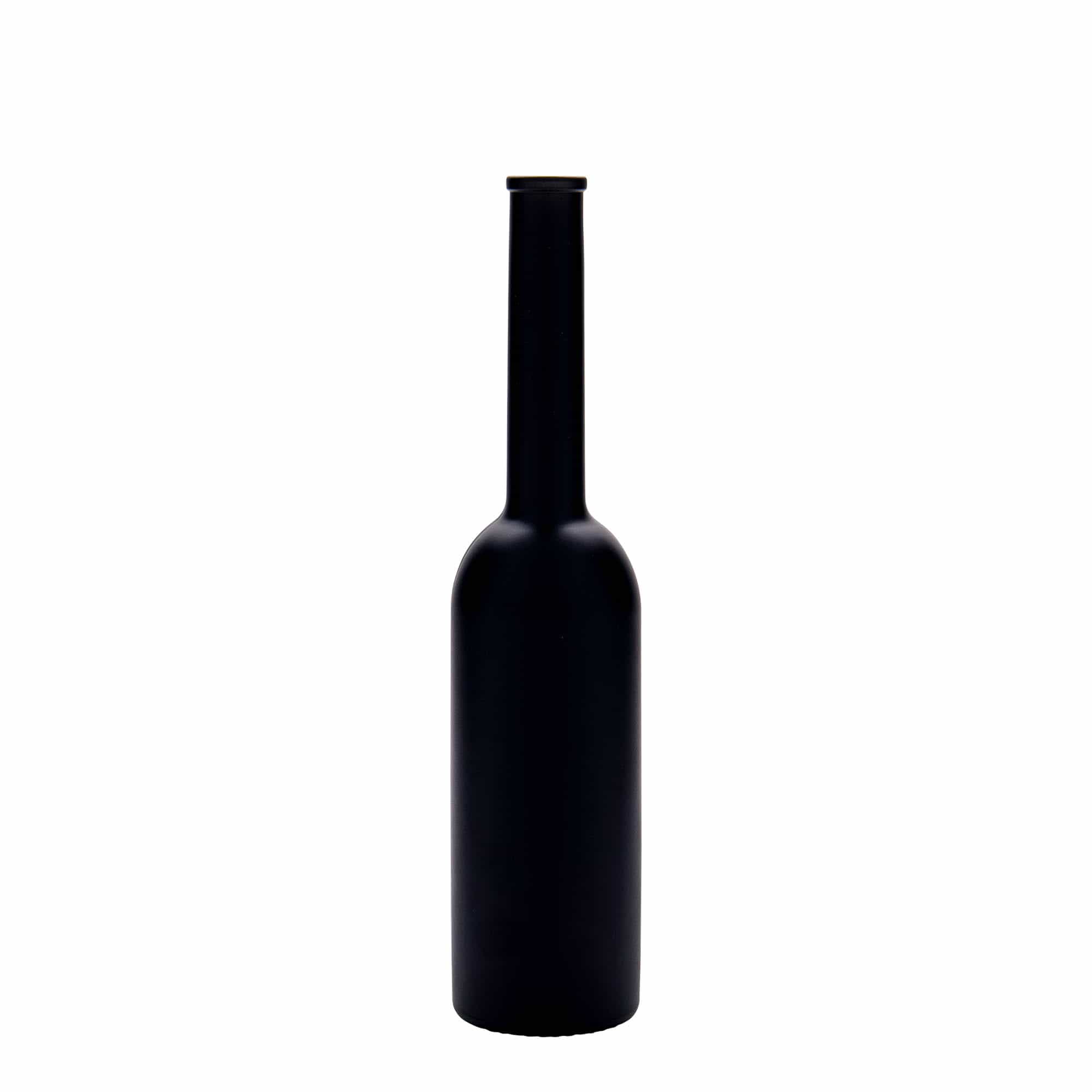 Botella de cristal de 200 ml «Opera», negra, boca: corcho