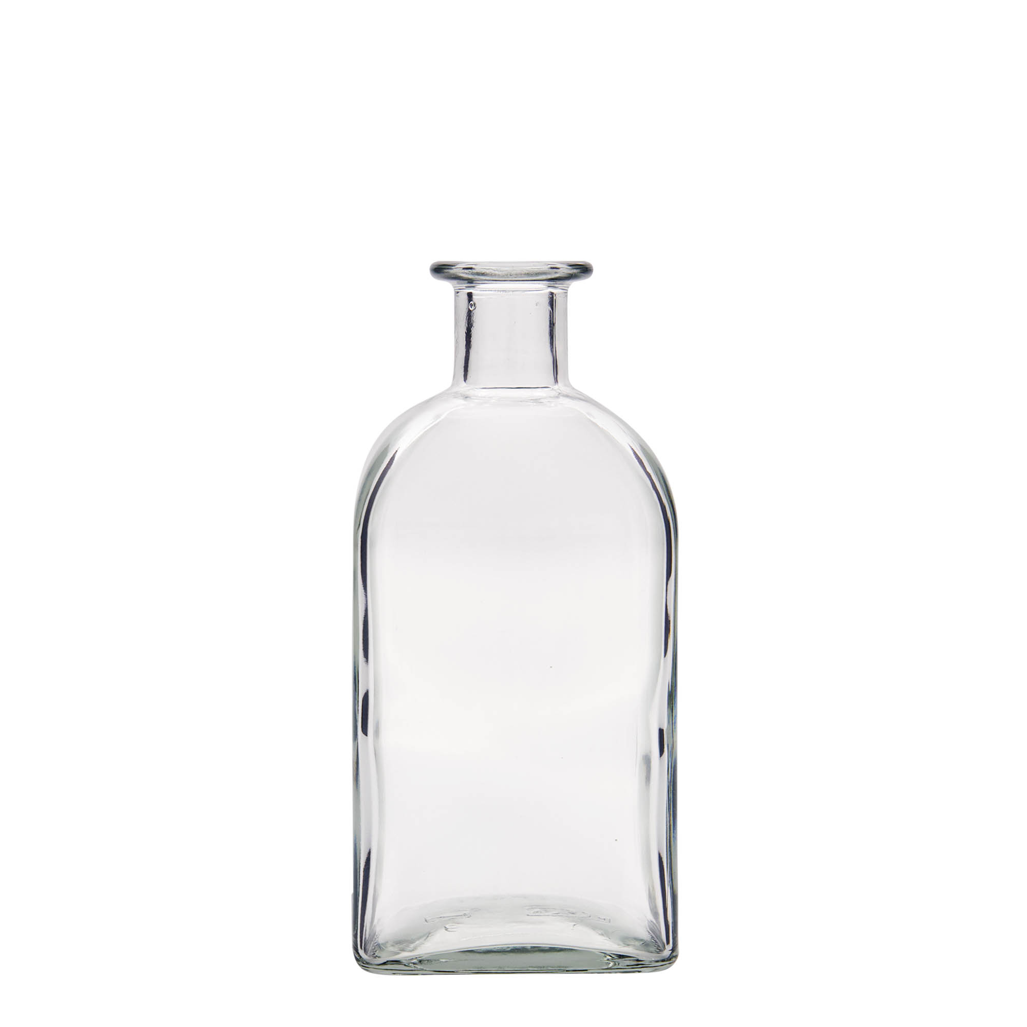 Botella de vidrio de 500 ml Apotheker Carré, cuadrada, boca: corcho