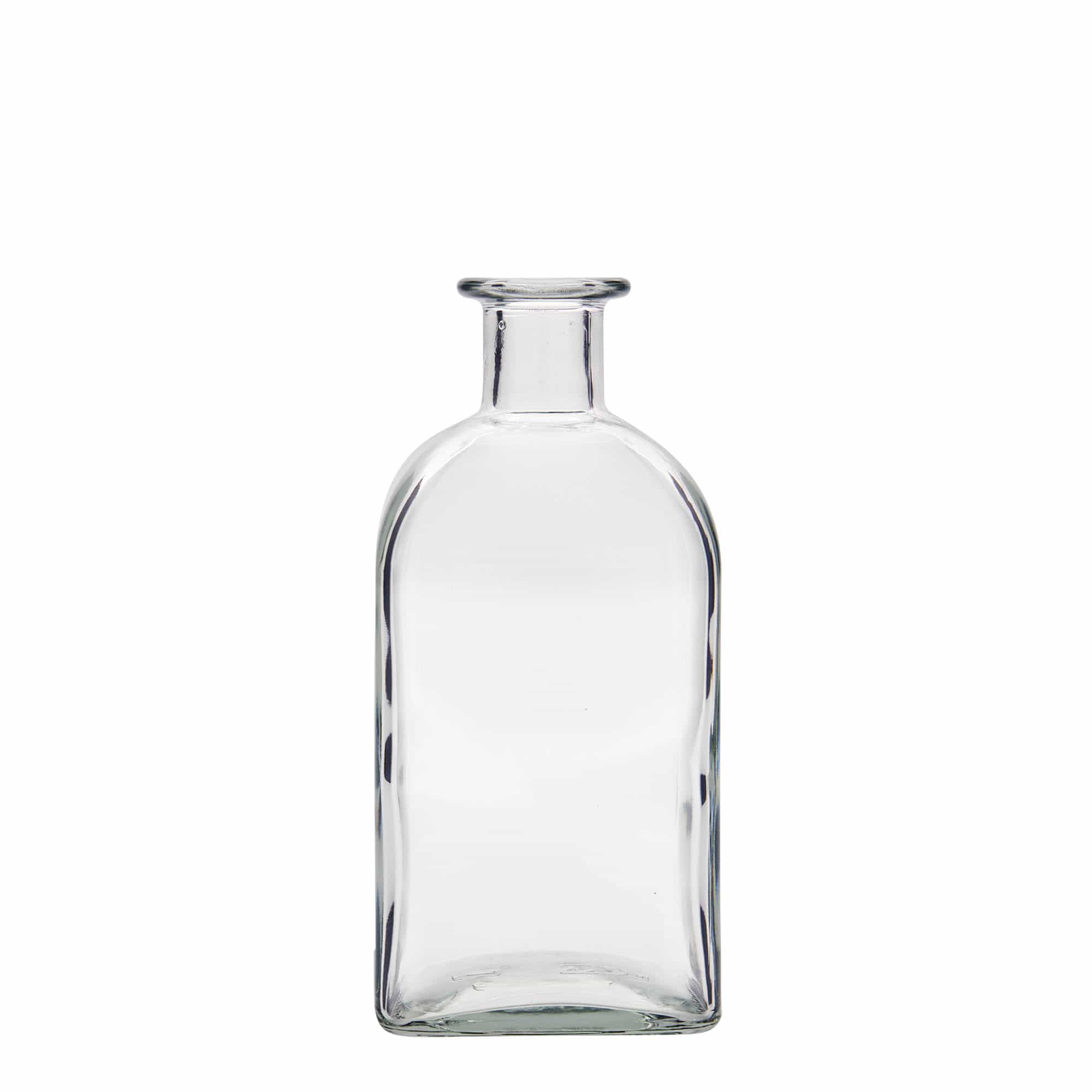 Botella de vidrio de 500 ml Apotheker Carré, cuadrada, boca: corcho