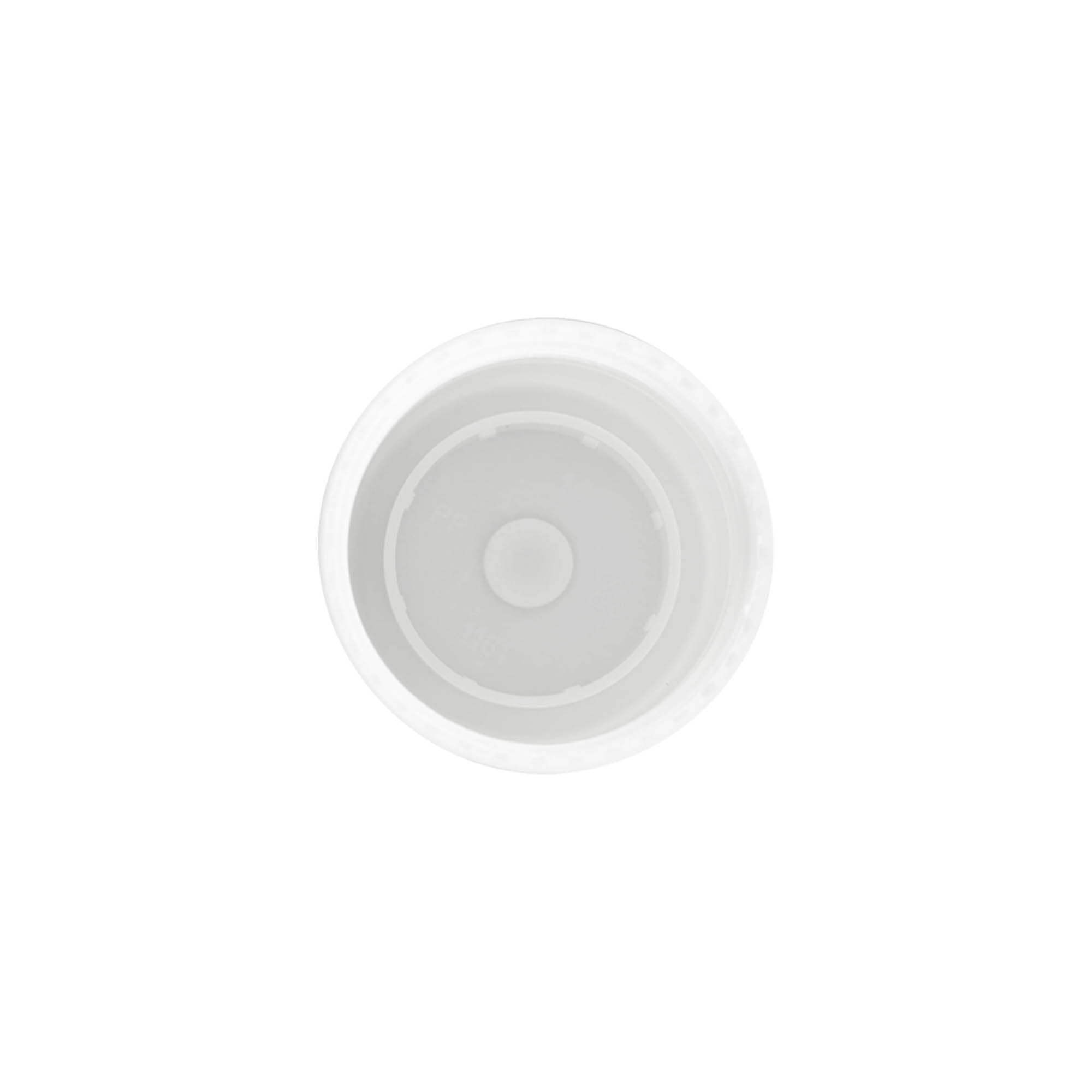 Tapa para botella roll-on de 50 ml, plástico PP, blanca, para apertura: cierre de rosca