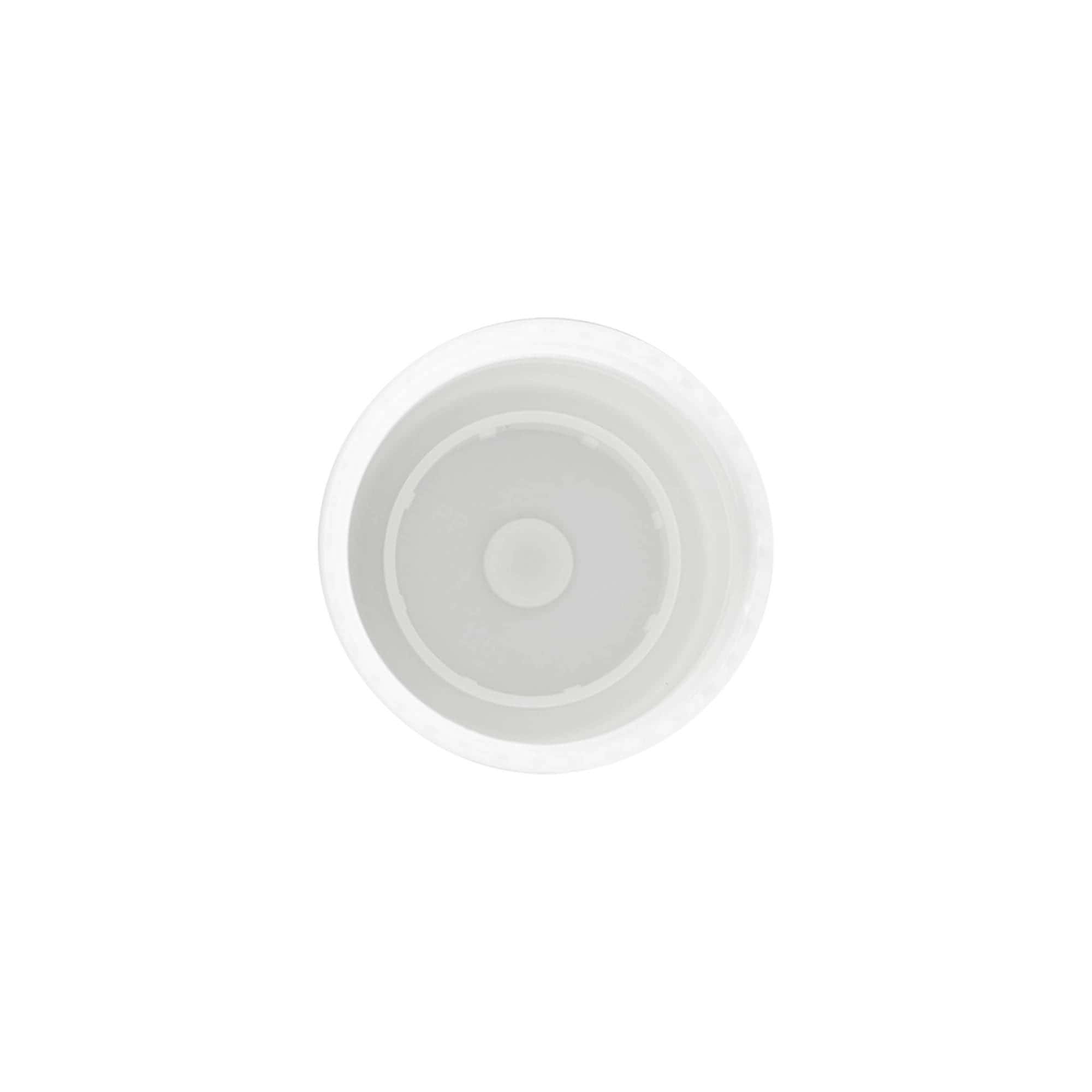 Tapa para botella roll-on de 50 ml, plástico PP, blanca, para apertura: cierre de rosca