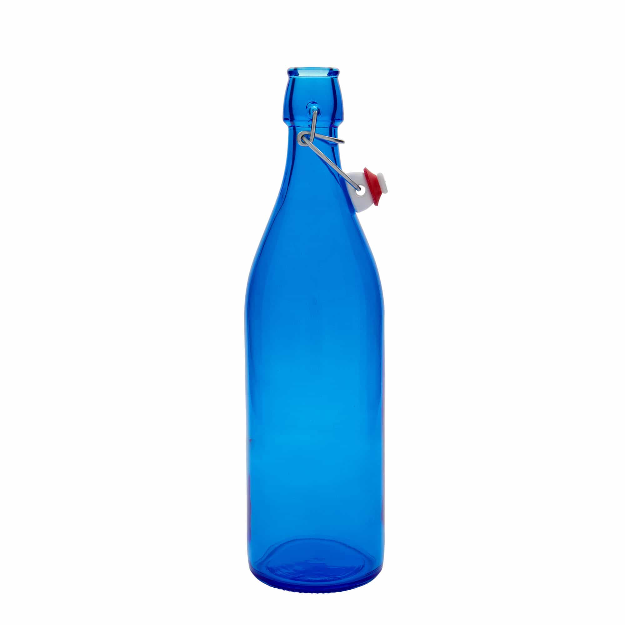 Botella de vidrio 'Giara' de 1000 ml, azul, boca: tapón mecánico